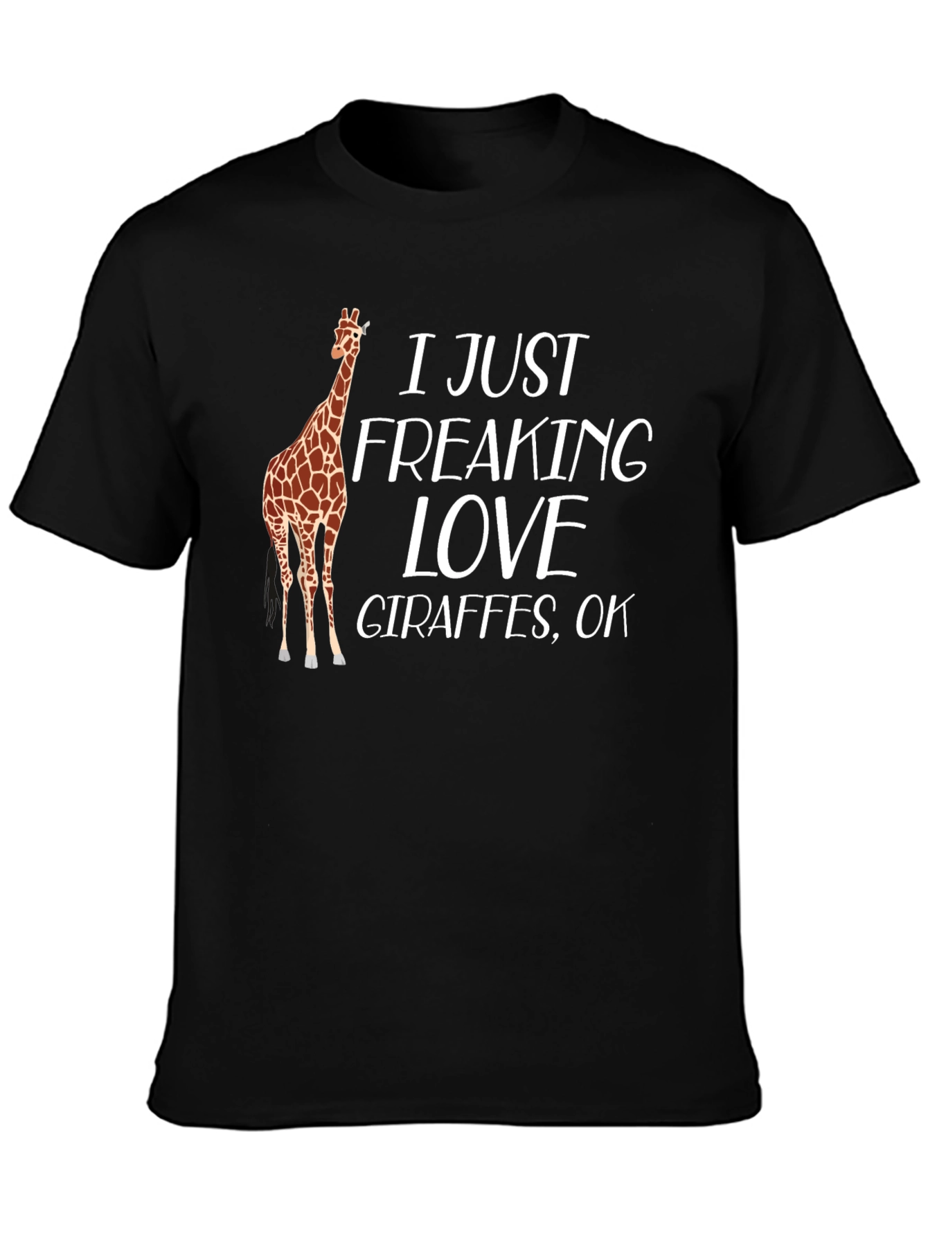 I Love Giraffes Black T-Shirt