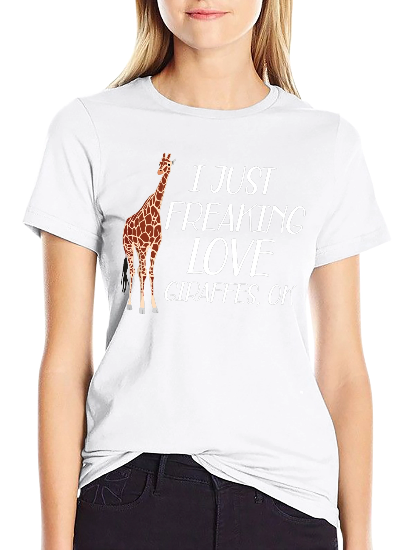 I Love Giraffes Black T-Shirt