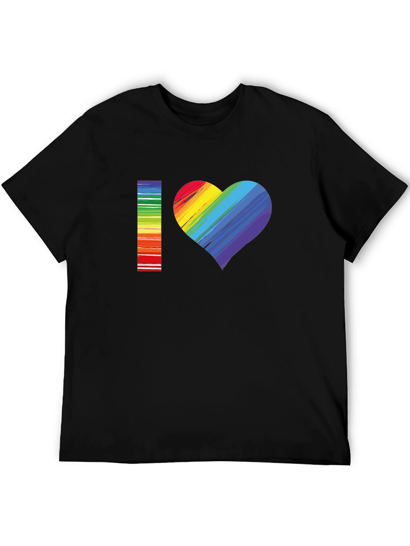 I Love Rainbow Heart Graphic Tee - Black