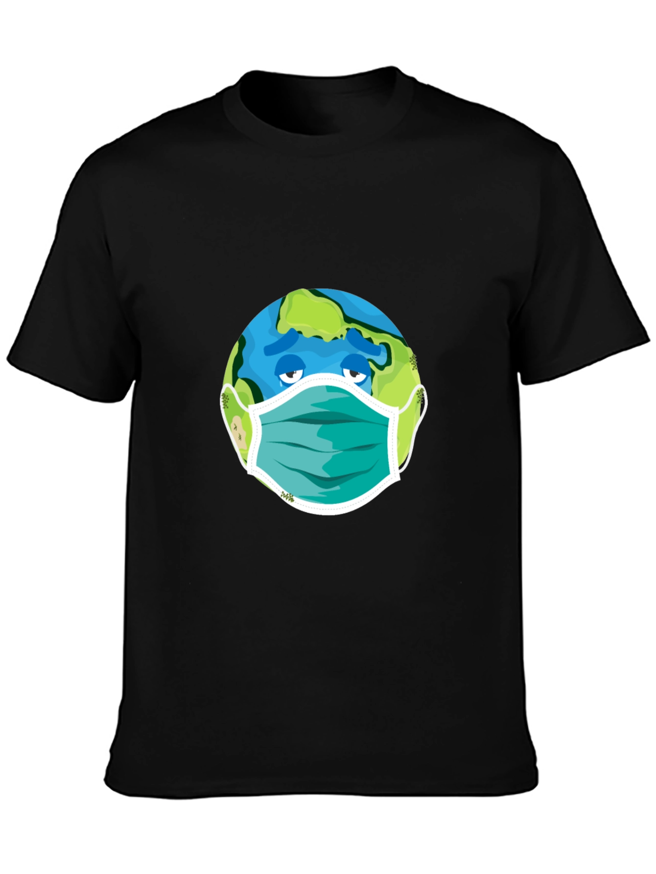 Earth Wearing Mask Graphic Tee - Black