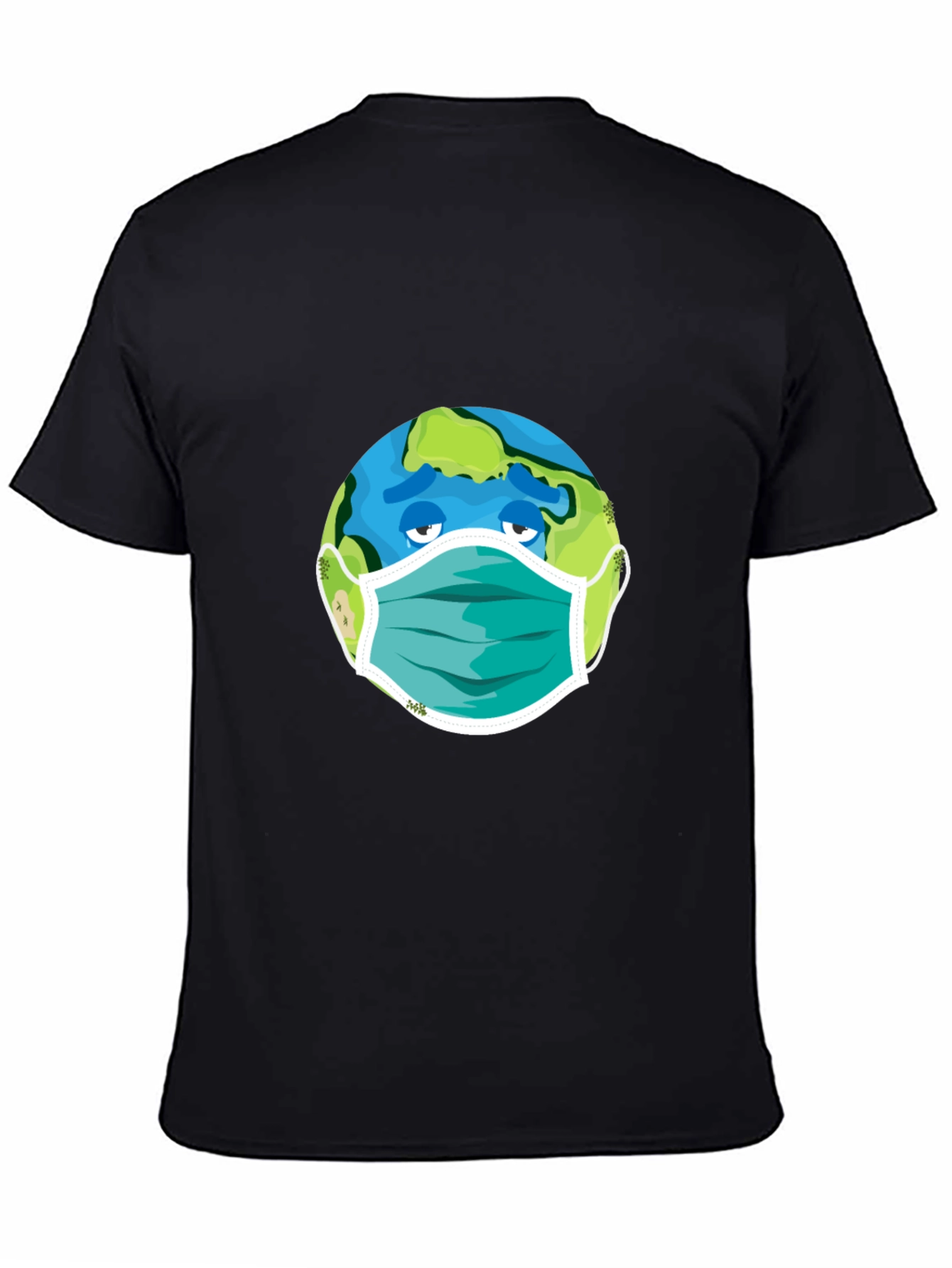 Earth Wearing Mask Graphic Tee - Black