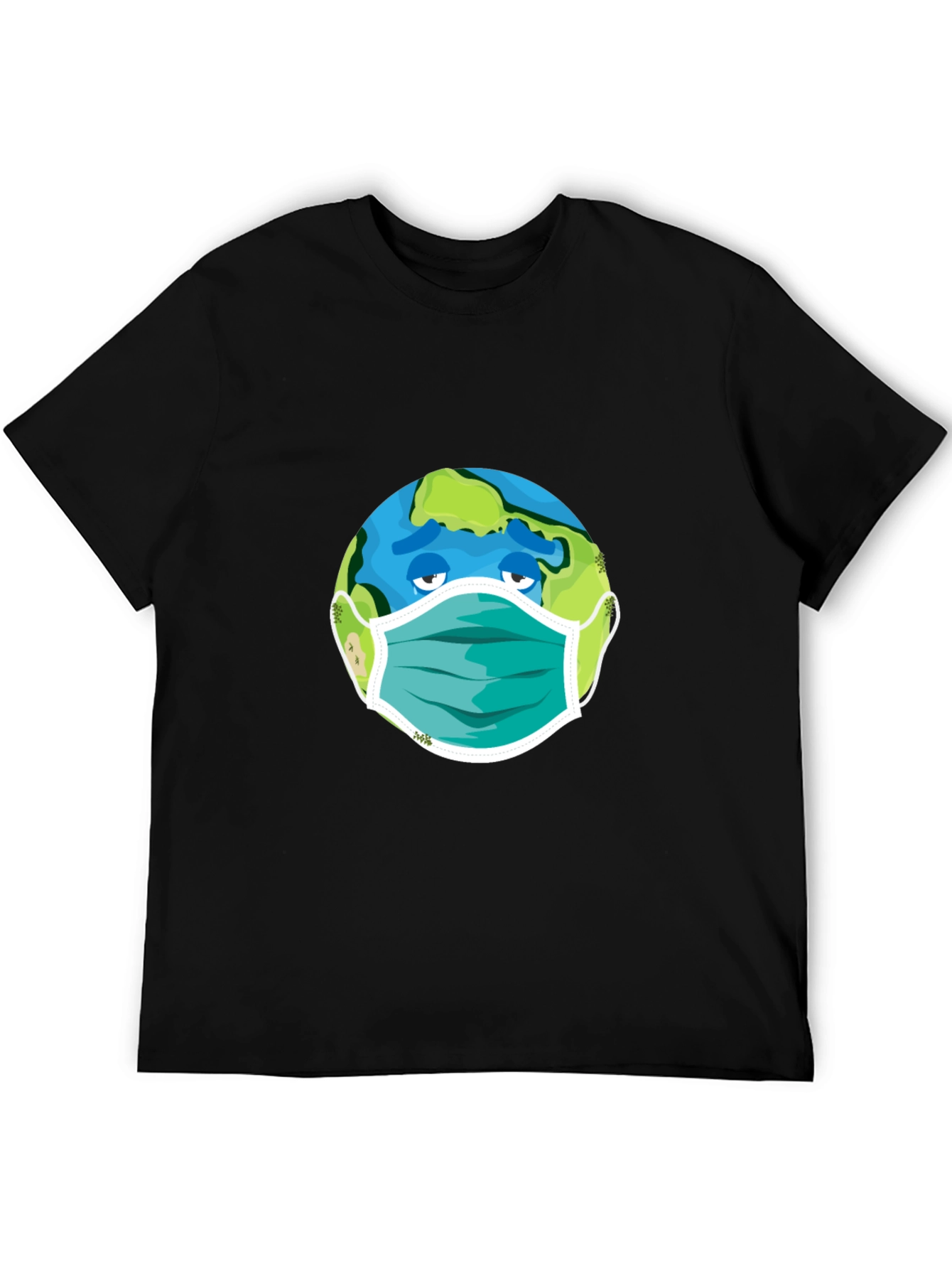 Earth Wearing Mask Graphic Tee - Black
