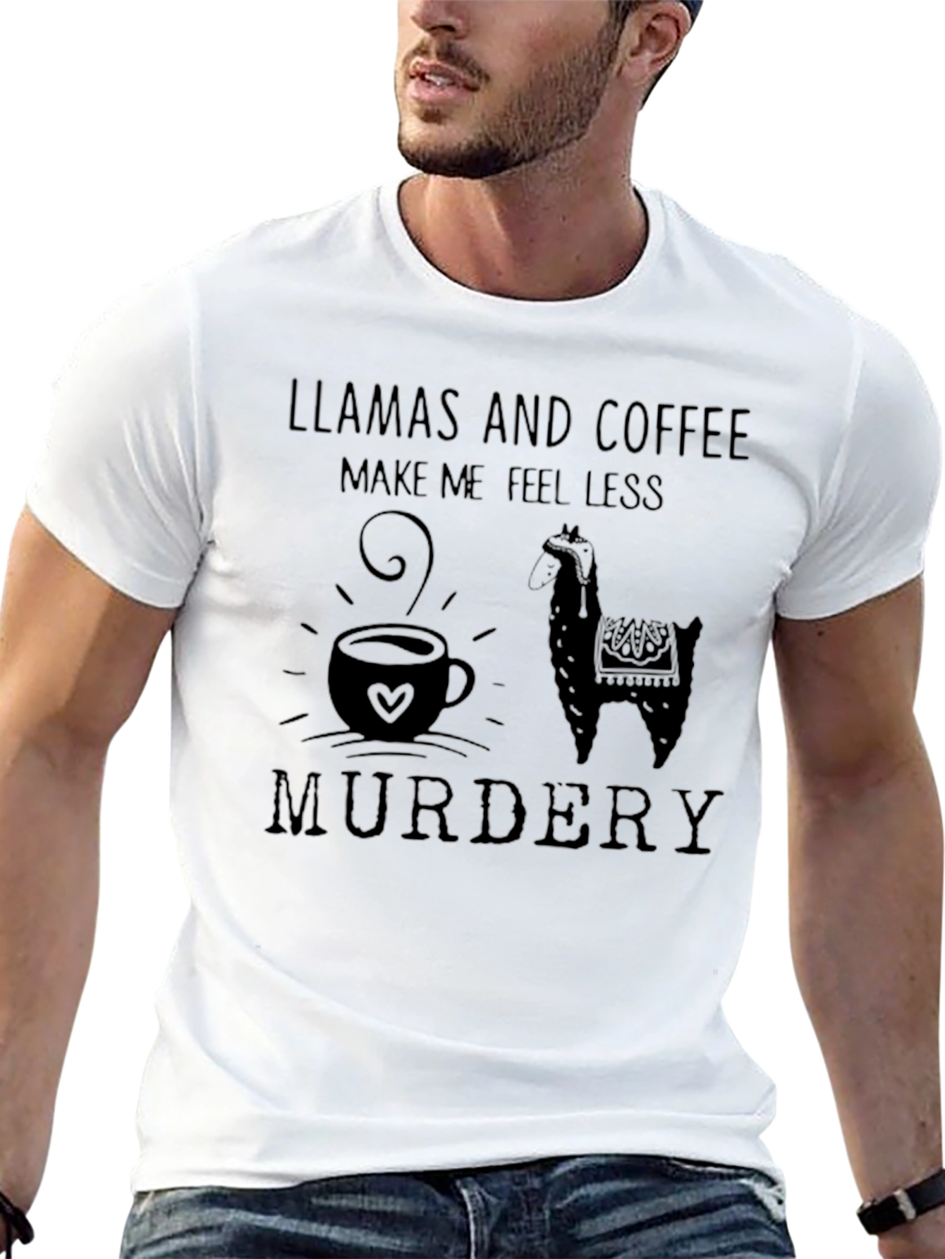 Llamas & Coffee Graphic T-Shirt - Mens Black Tee