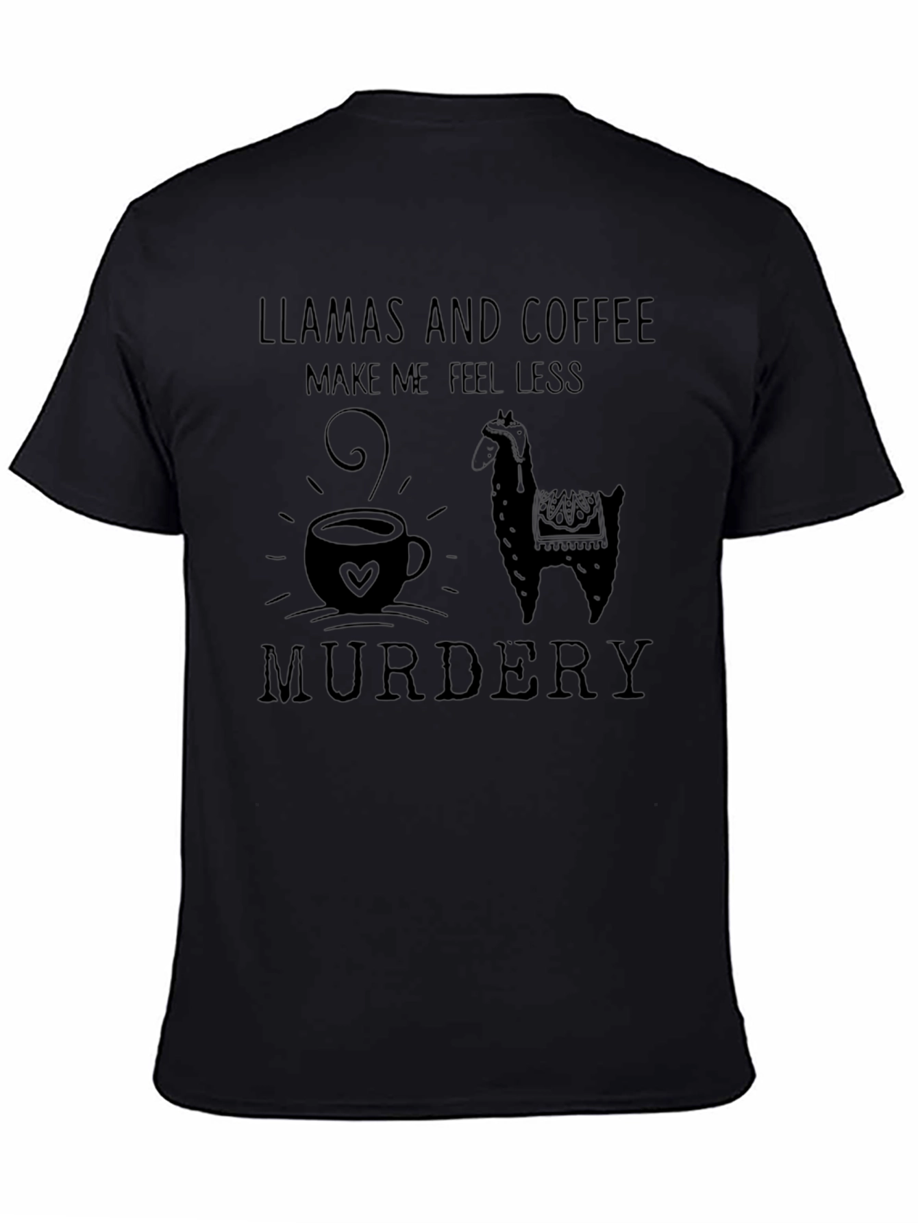 Llamas & Coffee Graphic T-Shirt - Mens Black Tee