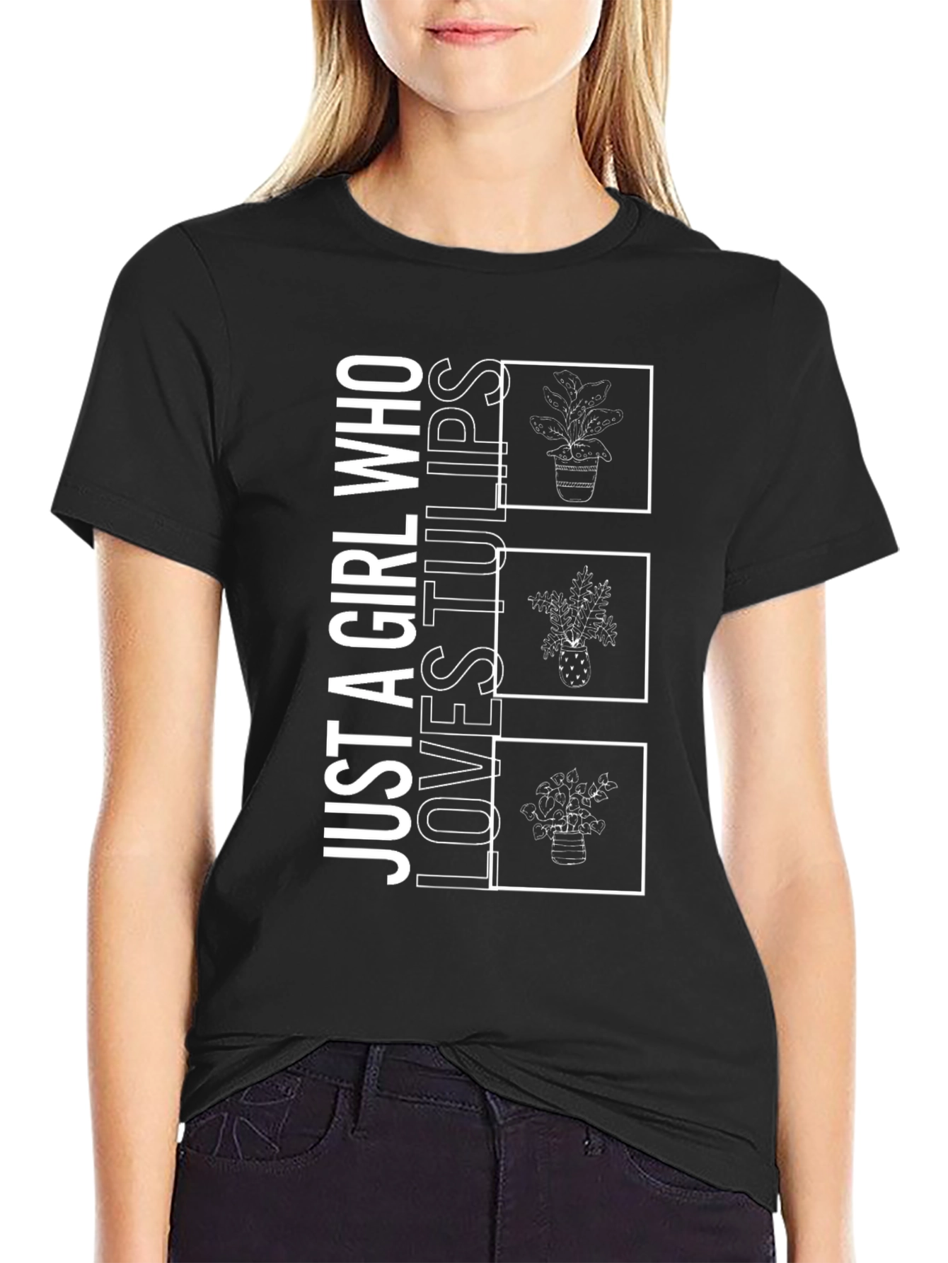 Girl Who Loves Tulips Graphic T-Shirt