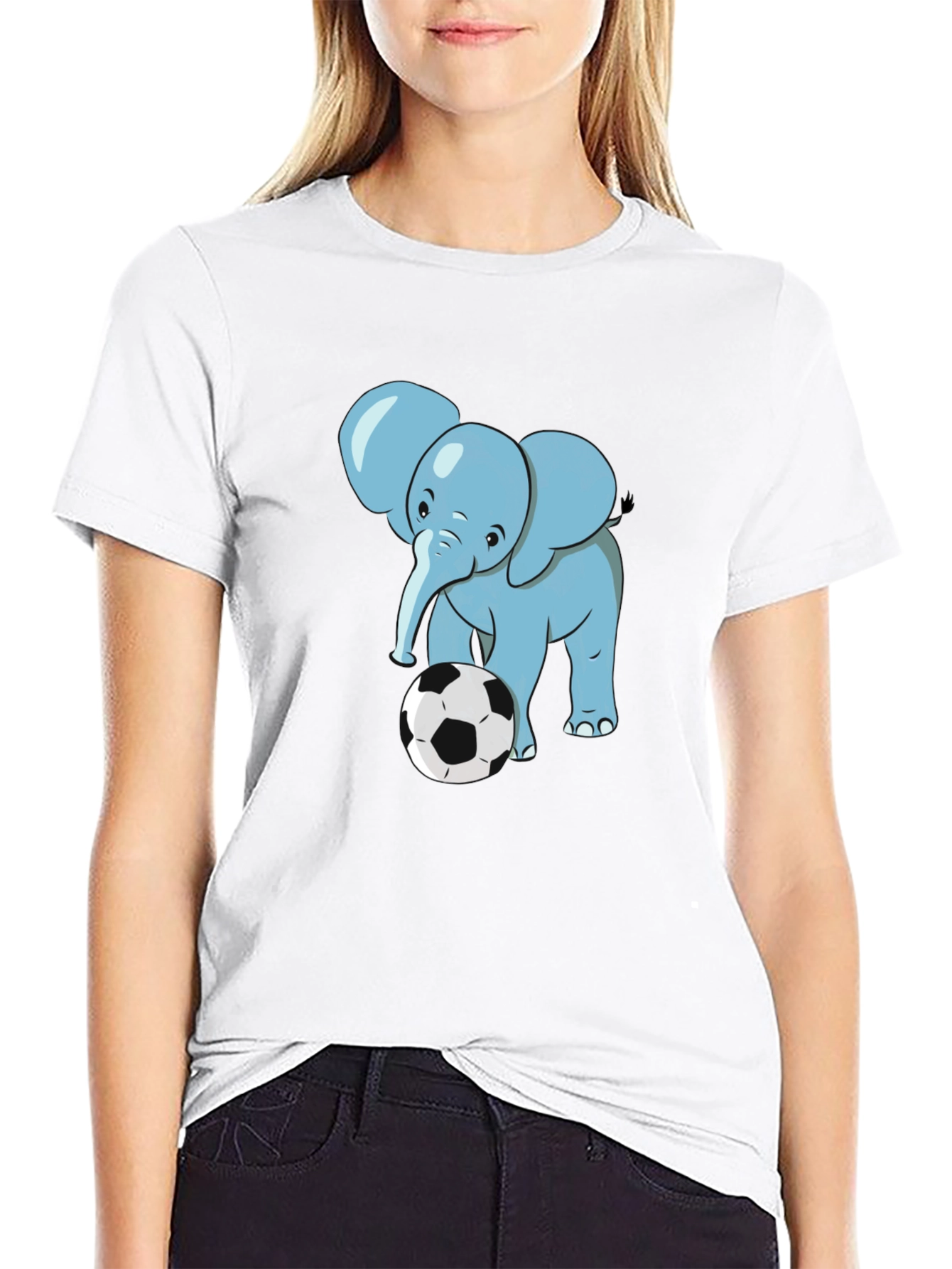Elephant Soccer T-Shirt - Black Cotton Tee
