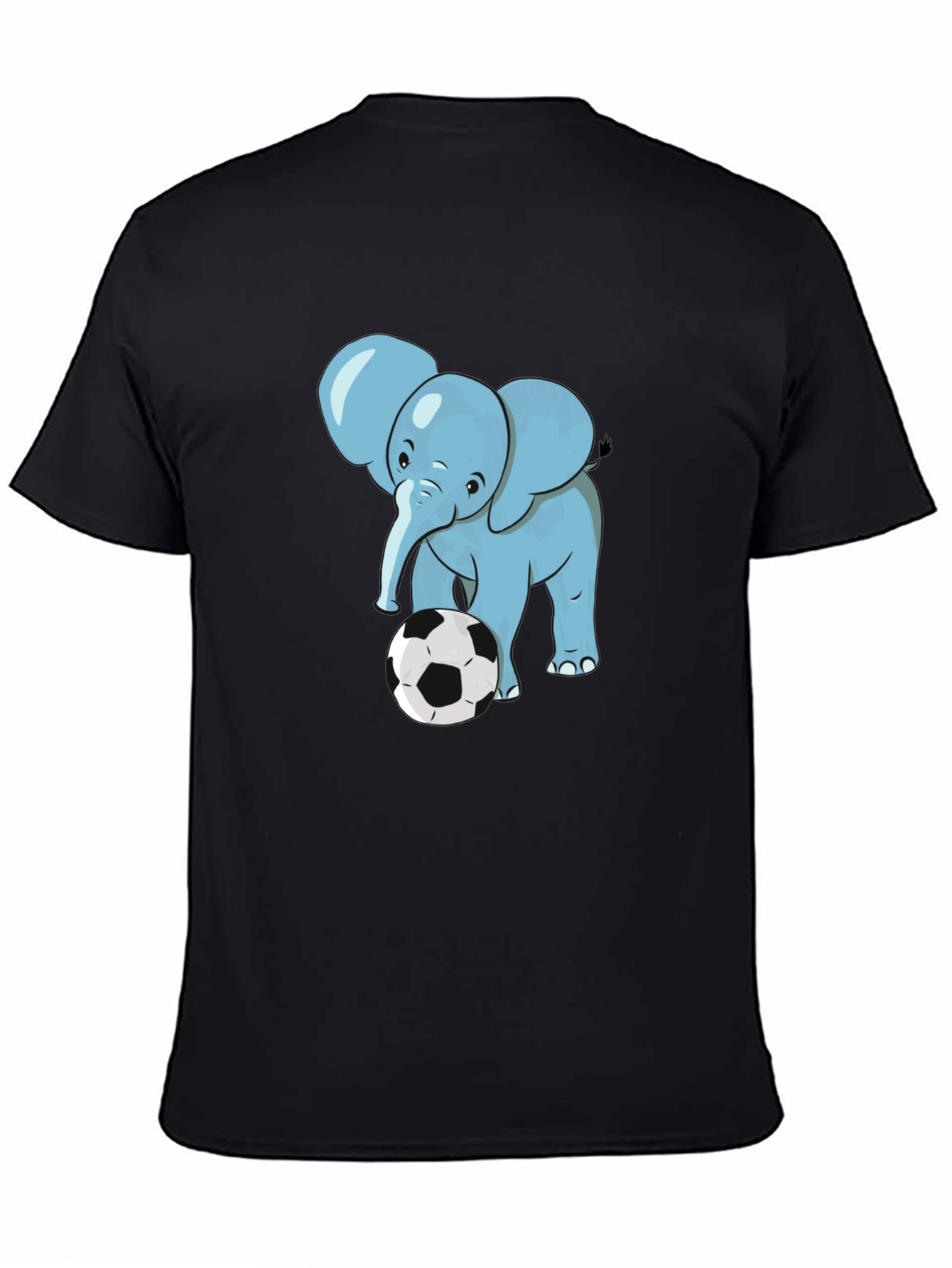 Elephant Soccer T-Shirt - Black Cotton Tee