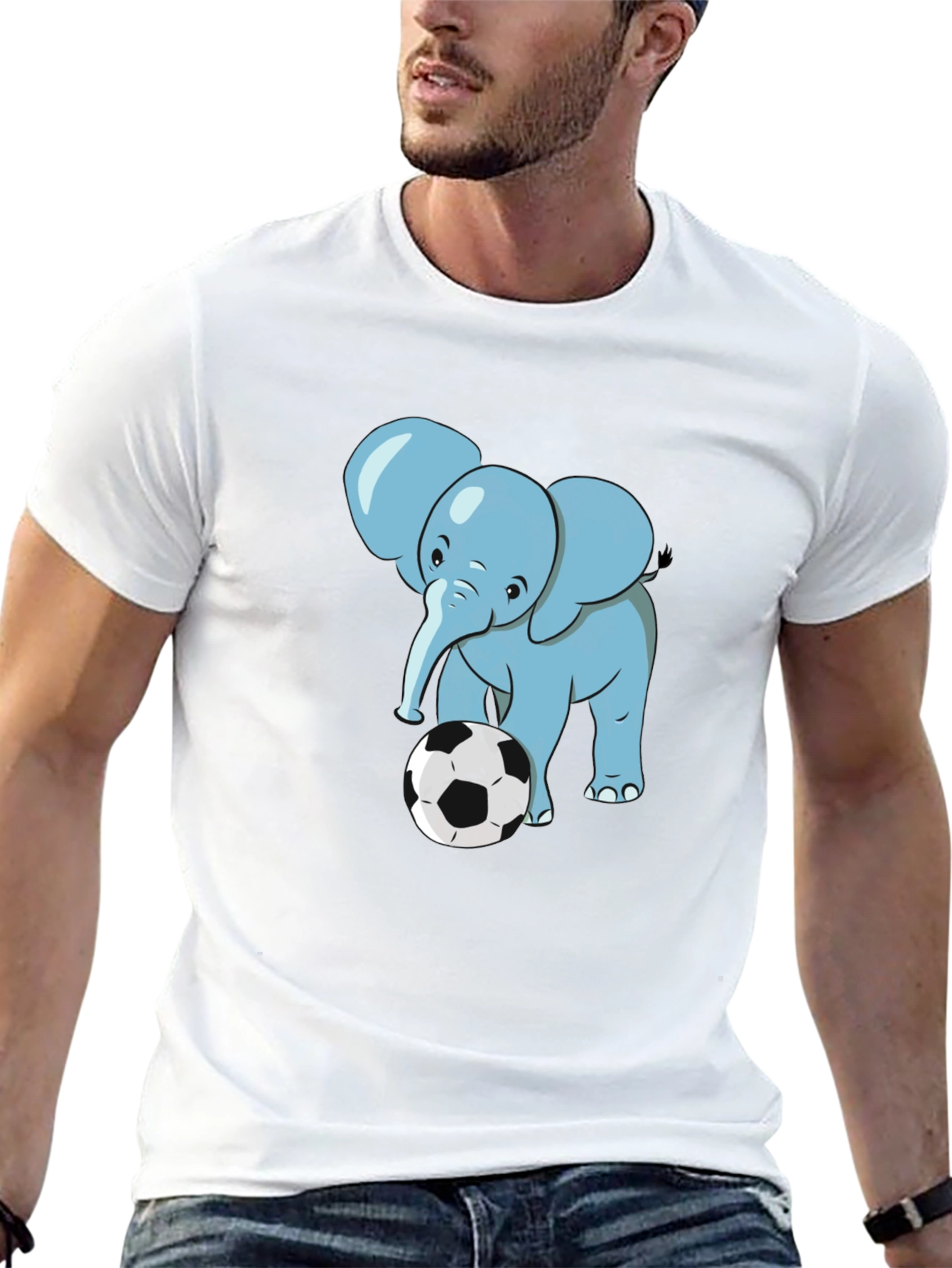 Elephant Soccer T-Shirt - Black Cotton Tee