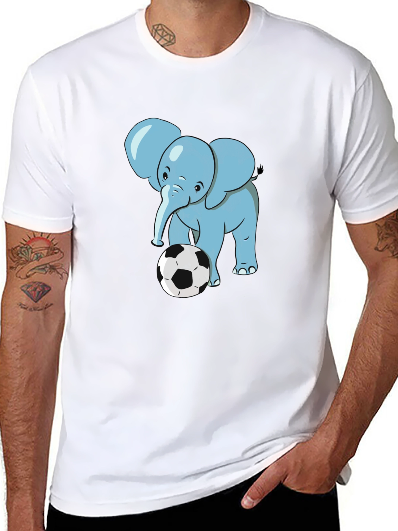 Elephant Soccer T-Shirt - Black Cotton Tee
