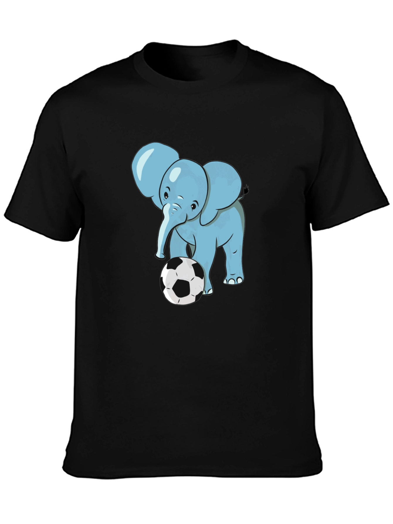 Elephant Soccer T-Shirt - Black Cotton Tee