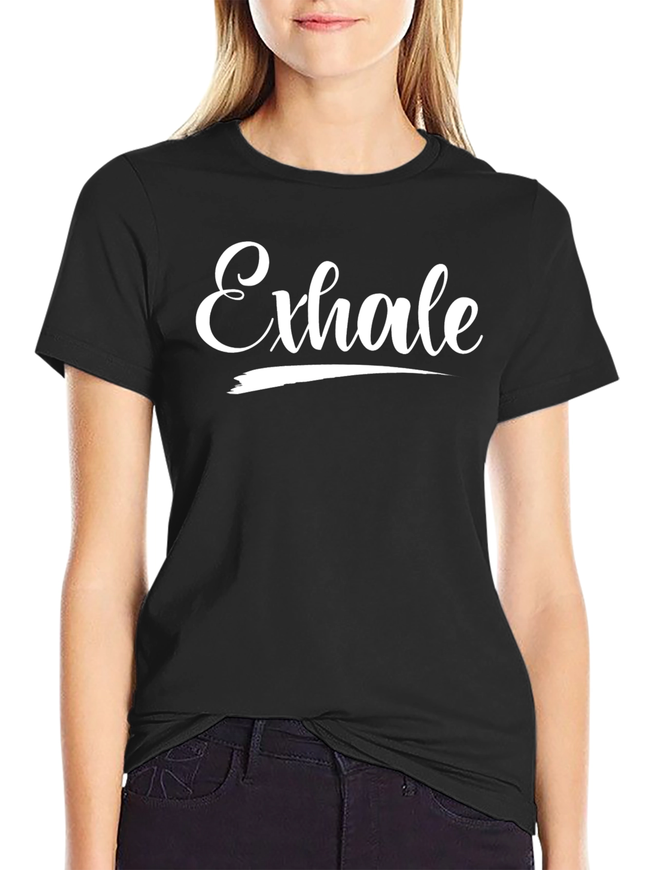 Exhale Graphic Tee - Stylish Black T-Shirt