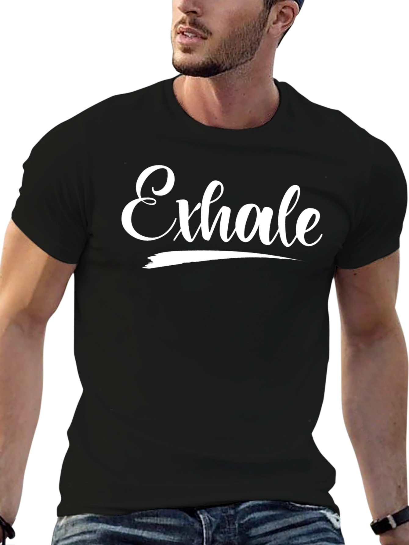 Exhale Graphic Tee - Stylish Black T-Shirt
