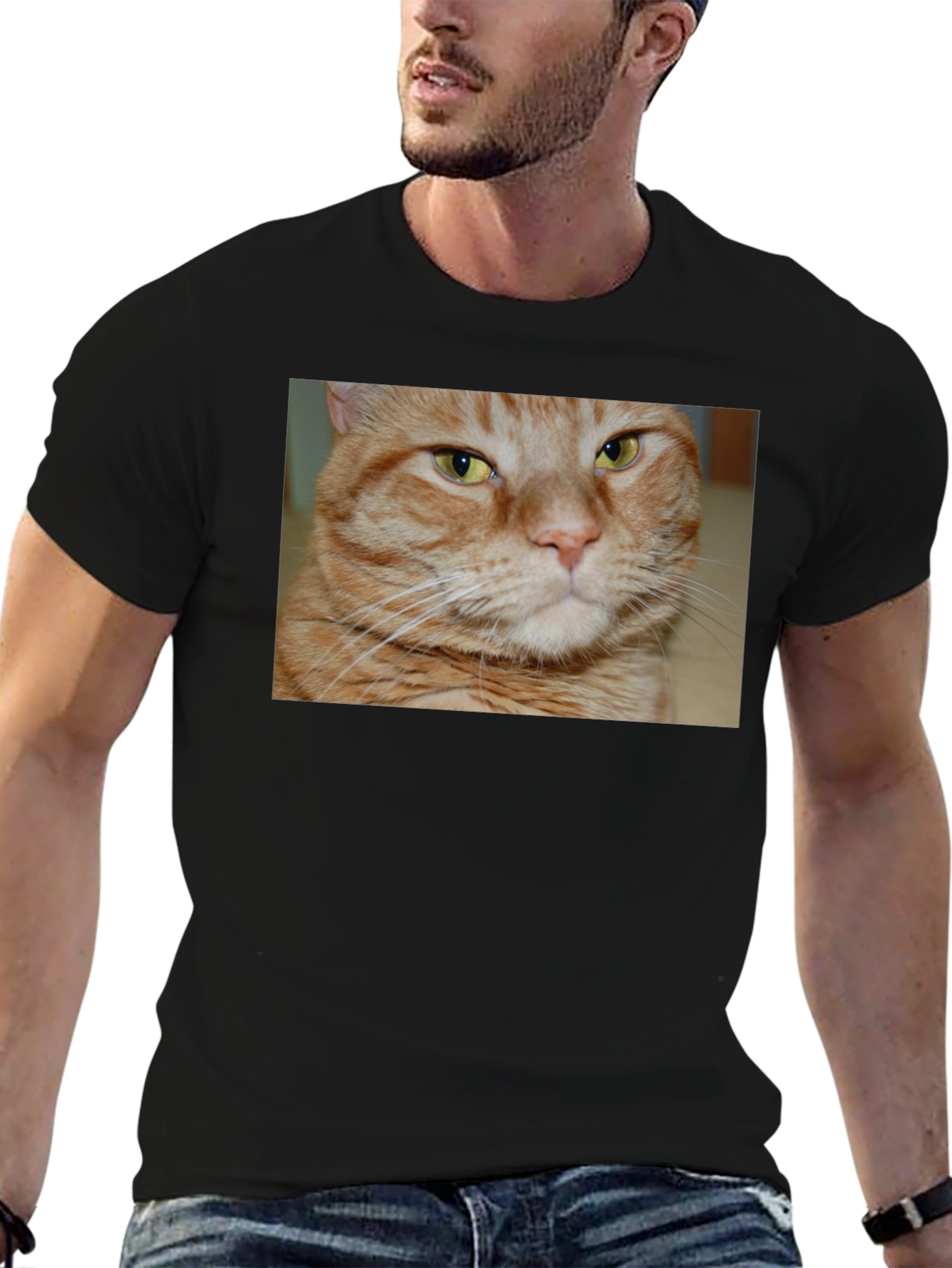 Ginger Cat Graphic T-Shirt - Mens Black Tee