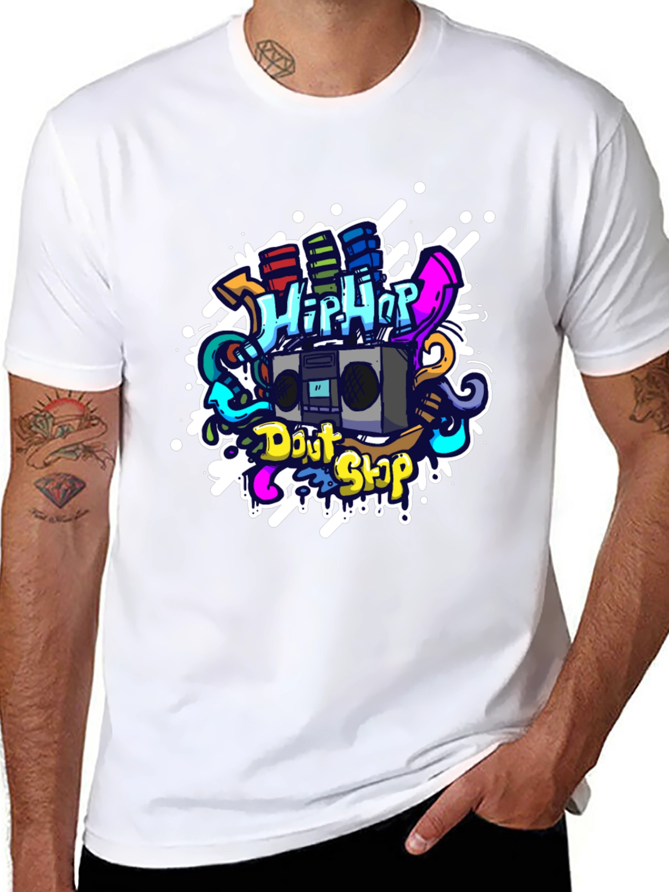 Hip Hop Graffiti Graphic T-Shirt - Black