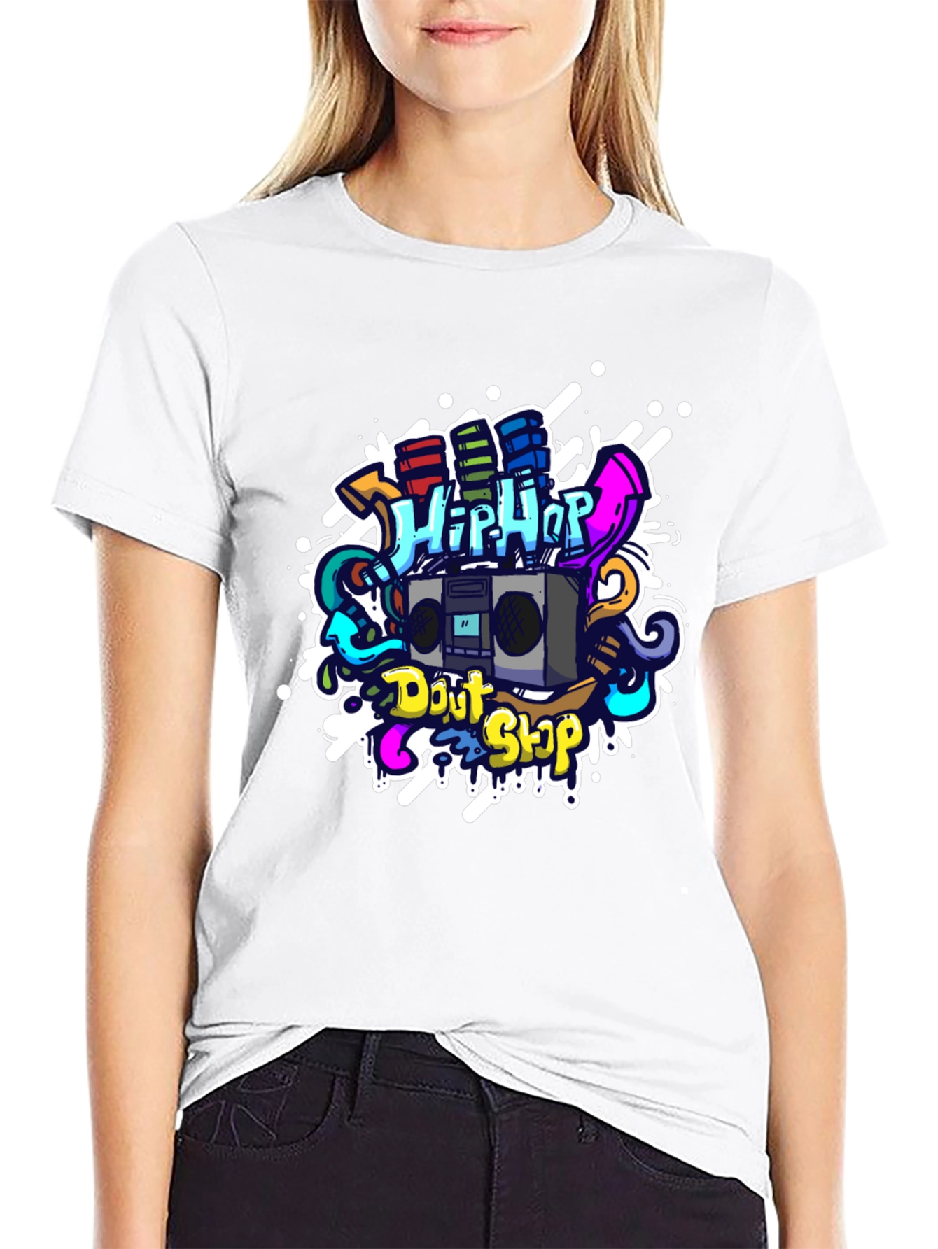 Hip Hop Graffiti Graphic T-Shirt - Black