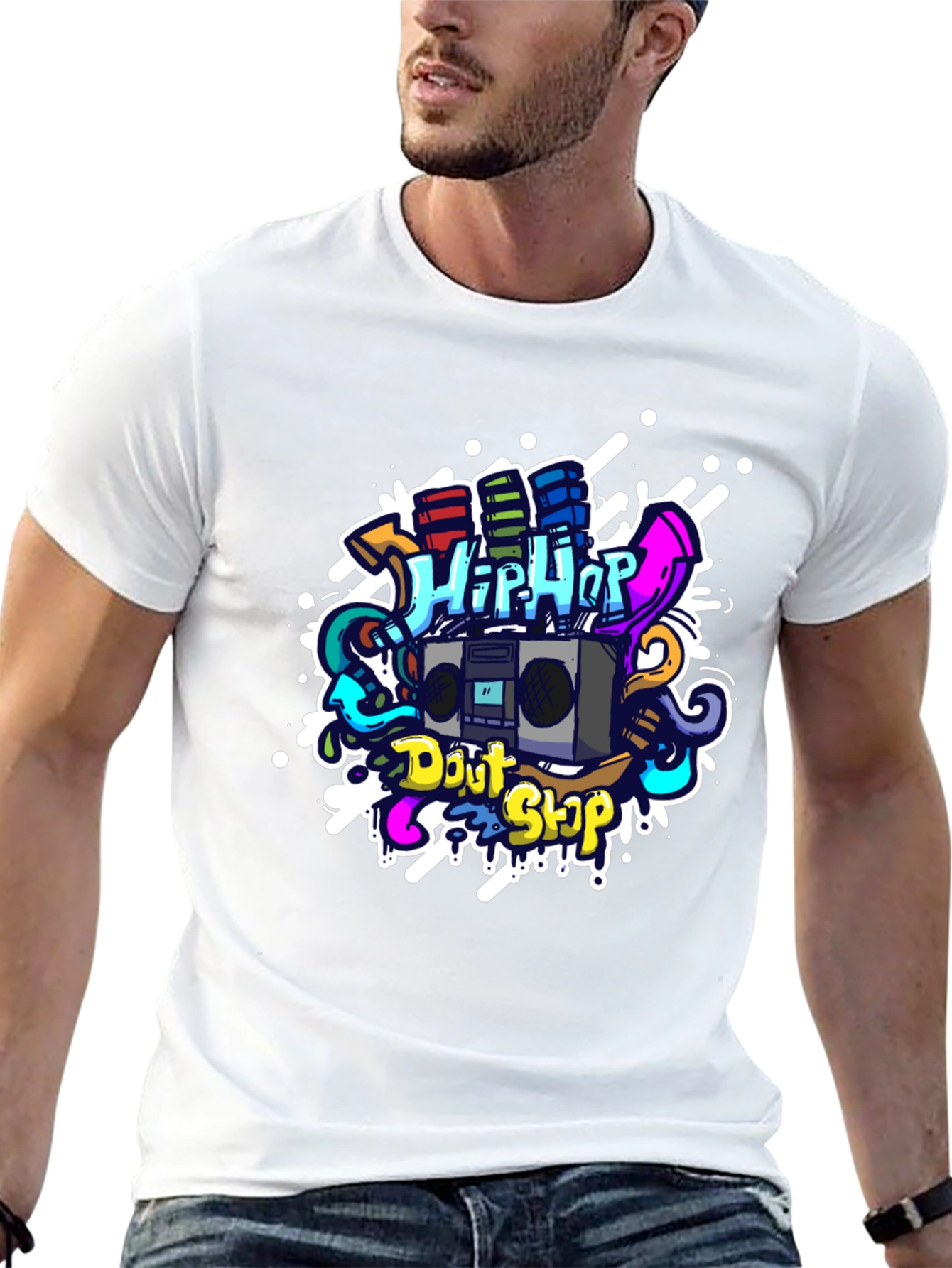 Hip Hop Graffiti Graphic T-Shirt - Black