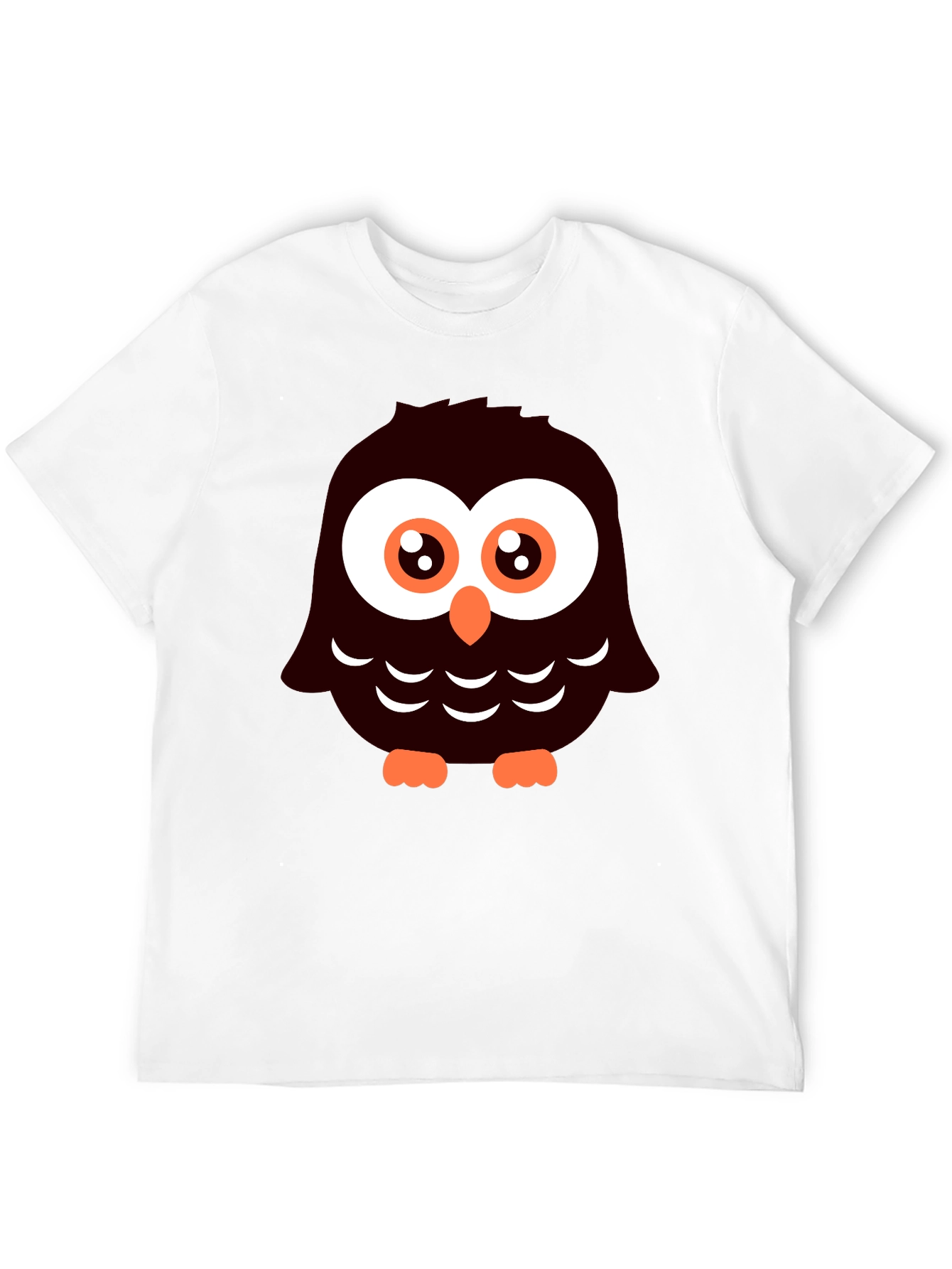 Cute Cartoon Owl Graphic Tee - Black