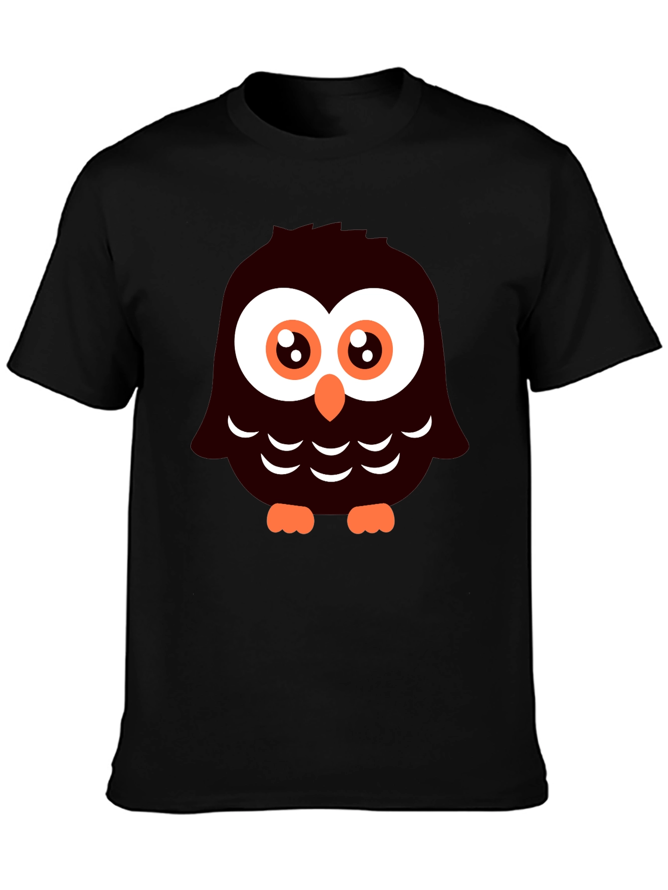Cute Cartoon Owl Graphic Tee - Black