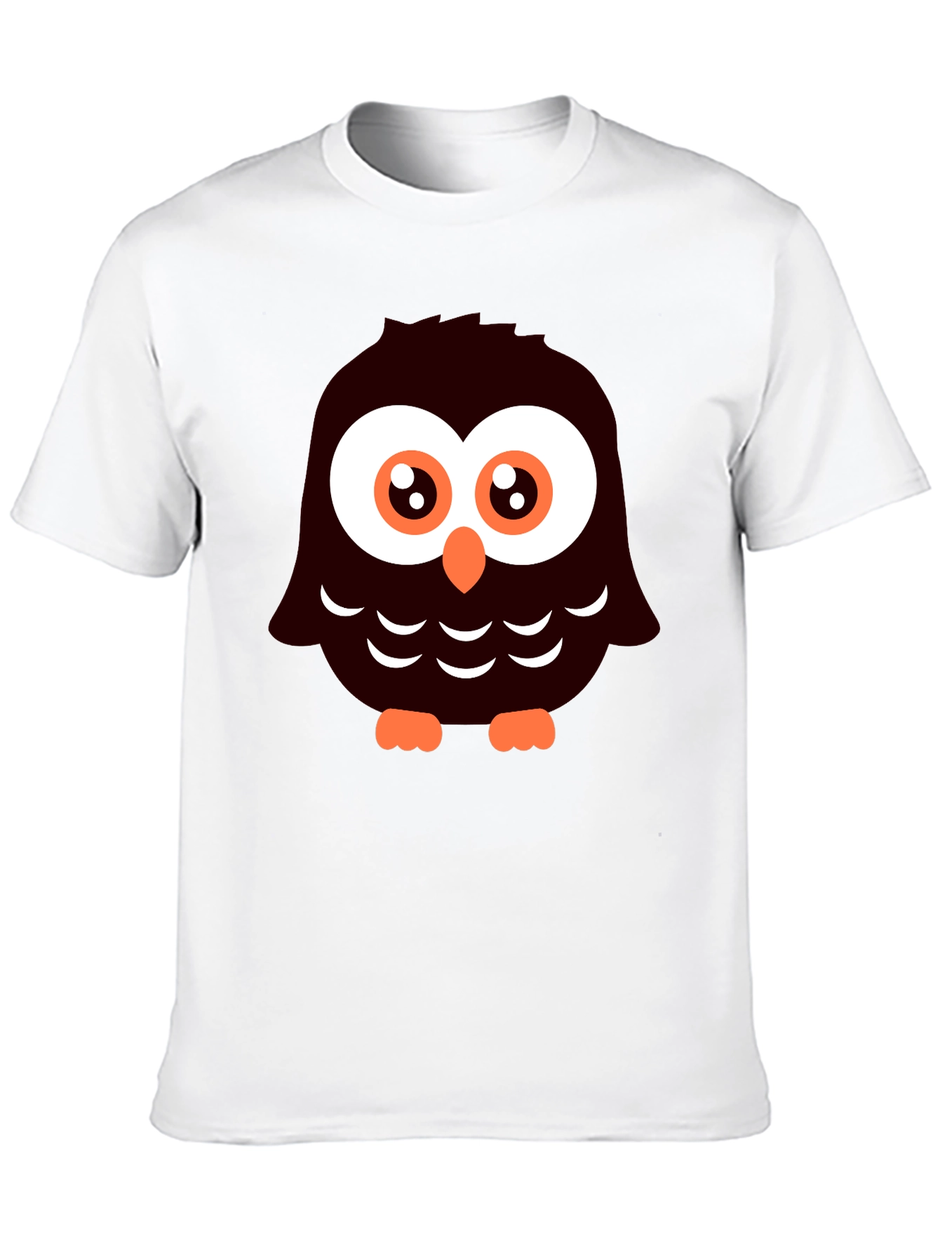 Cute Cartoon Owl Graphic Tee - Black