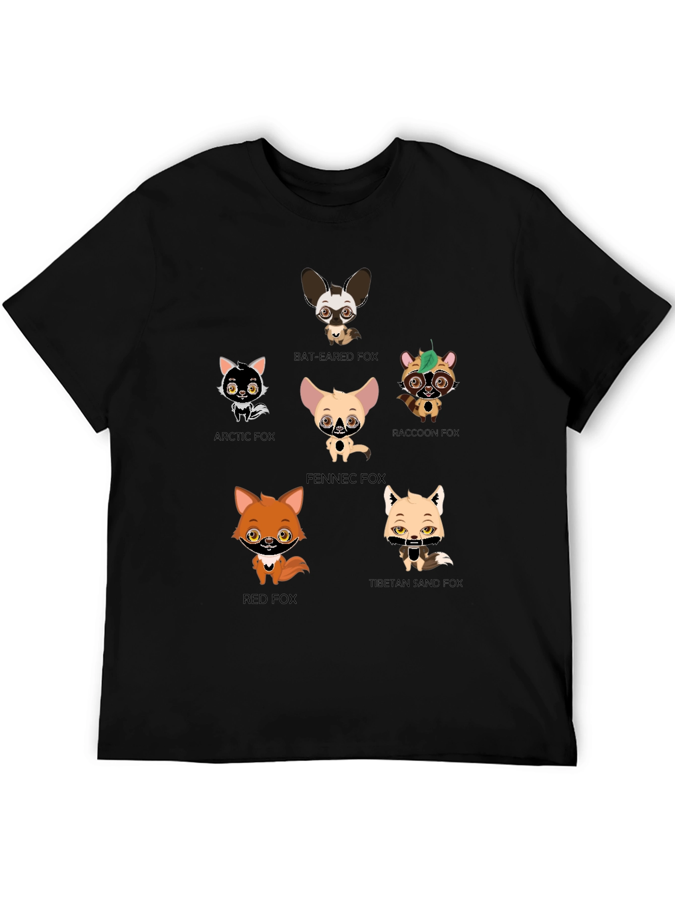 Cartoon Fox Species Graphic Print T-Shirt