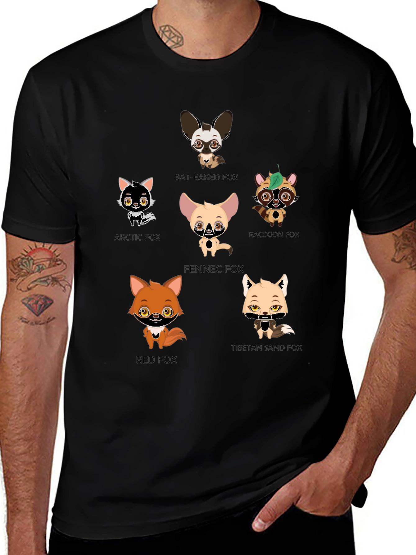 Cartoon Fox Species Graphic Print T-Shirt