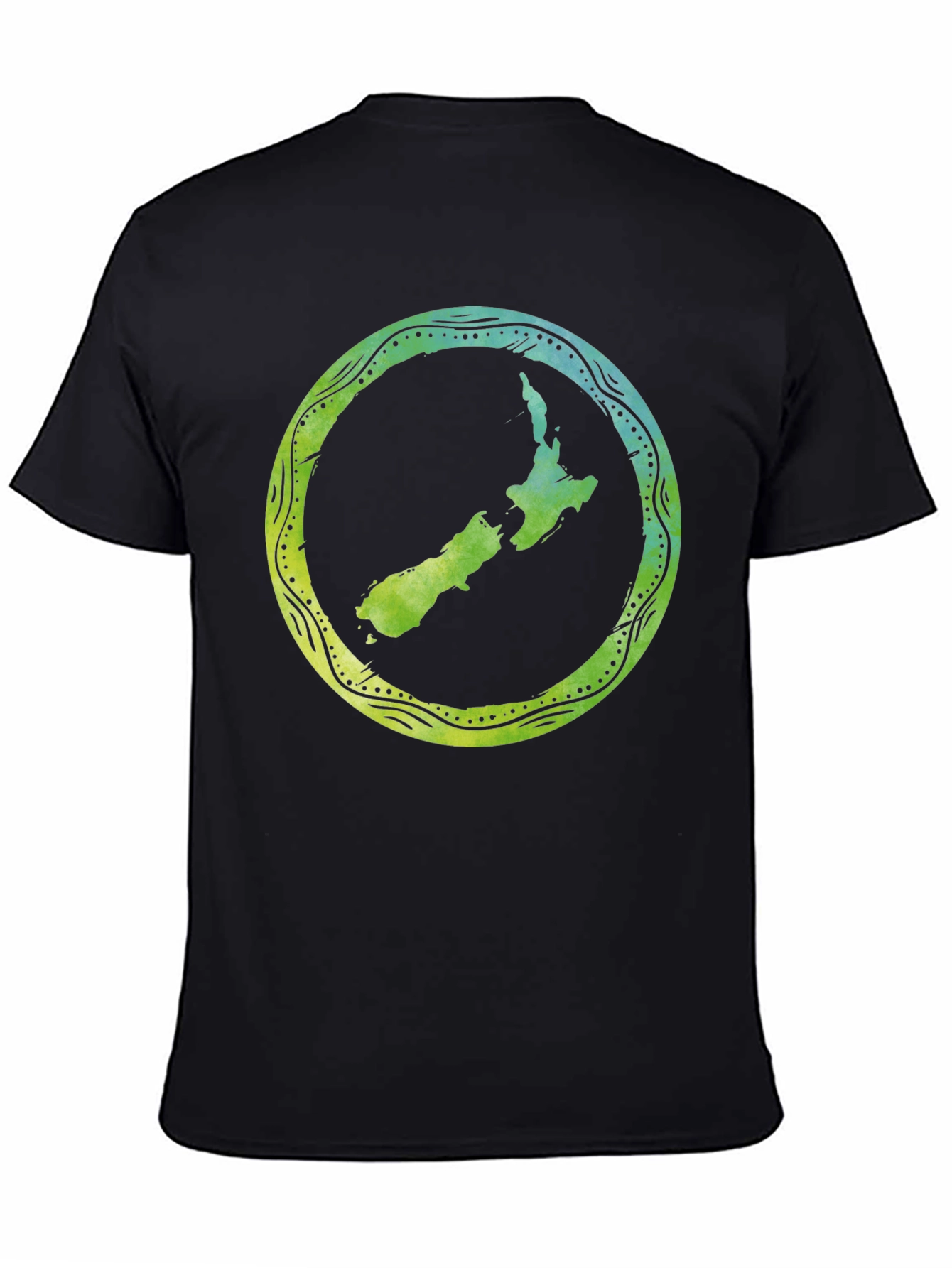 New Zealand Map Tee - Black Cotton T-Shirt