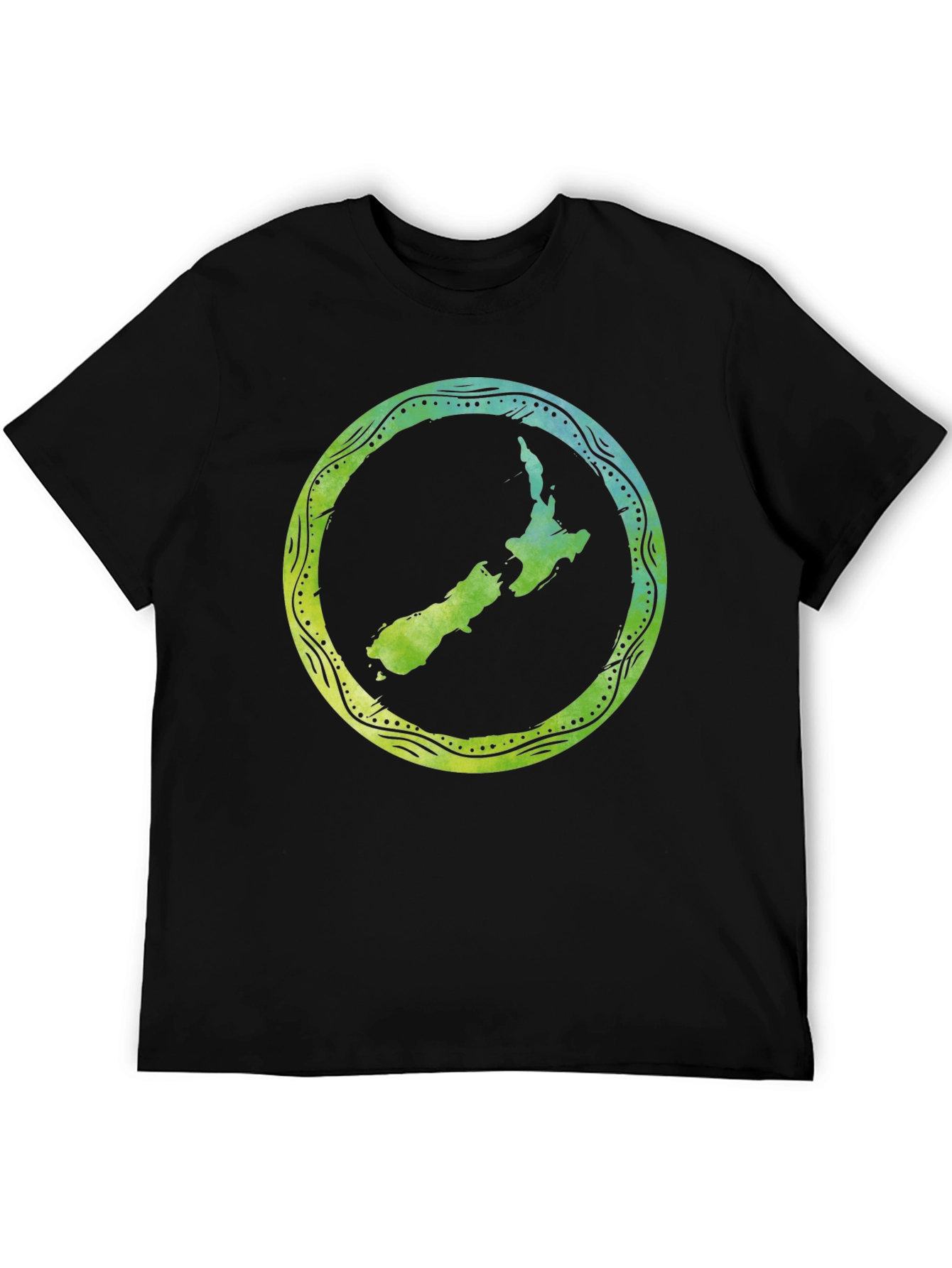 New Zealand Map Tee - Black Cotton T-Shirt