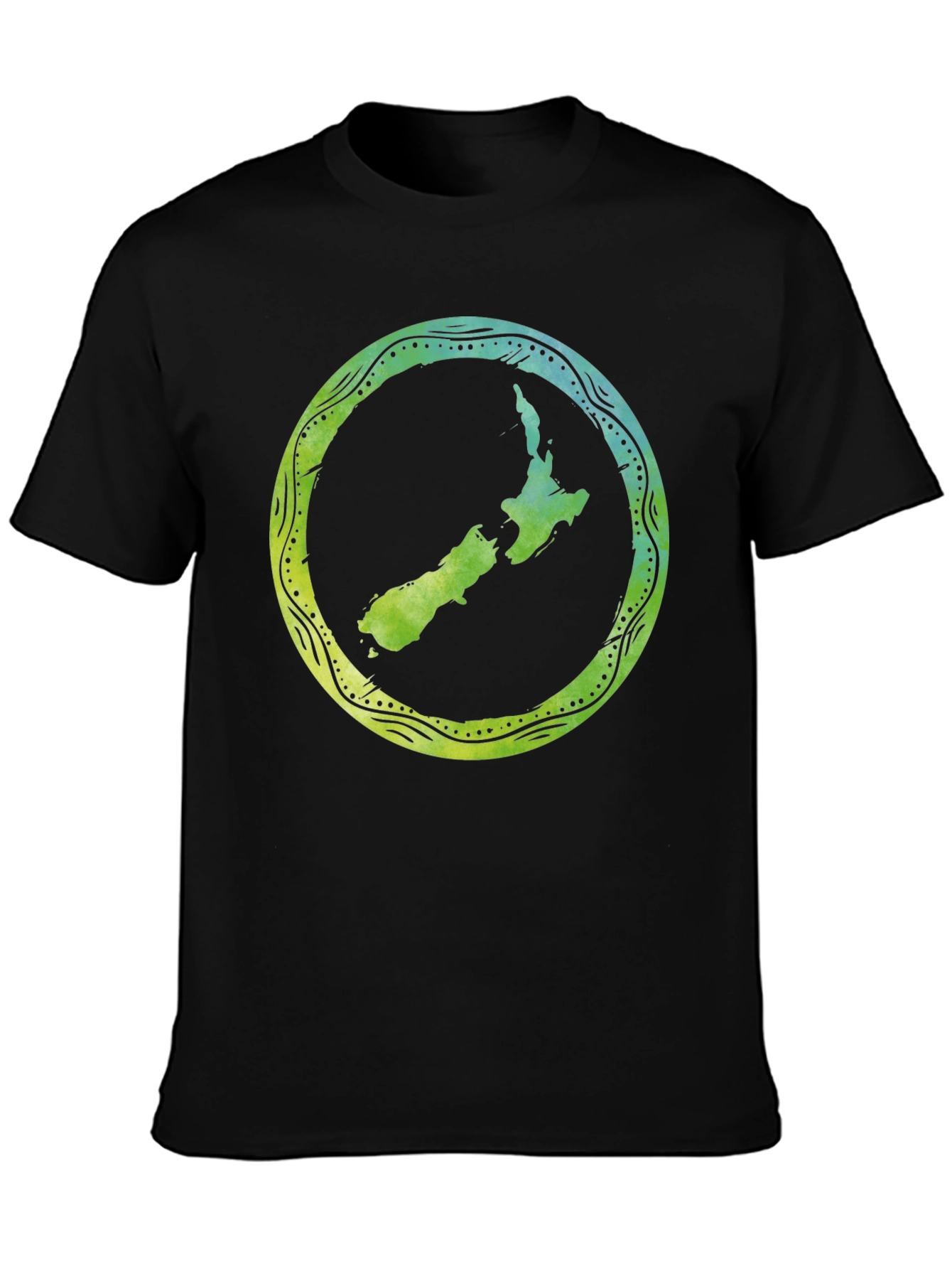 New Zealand Map Tee - Black Cotton T-Shirt