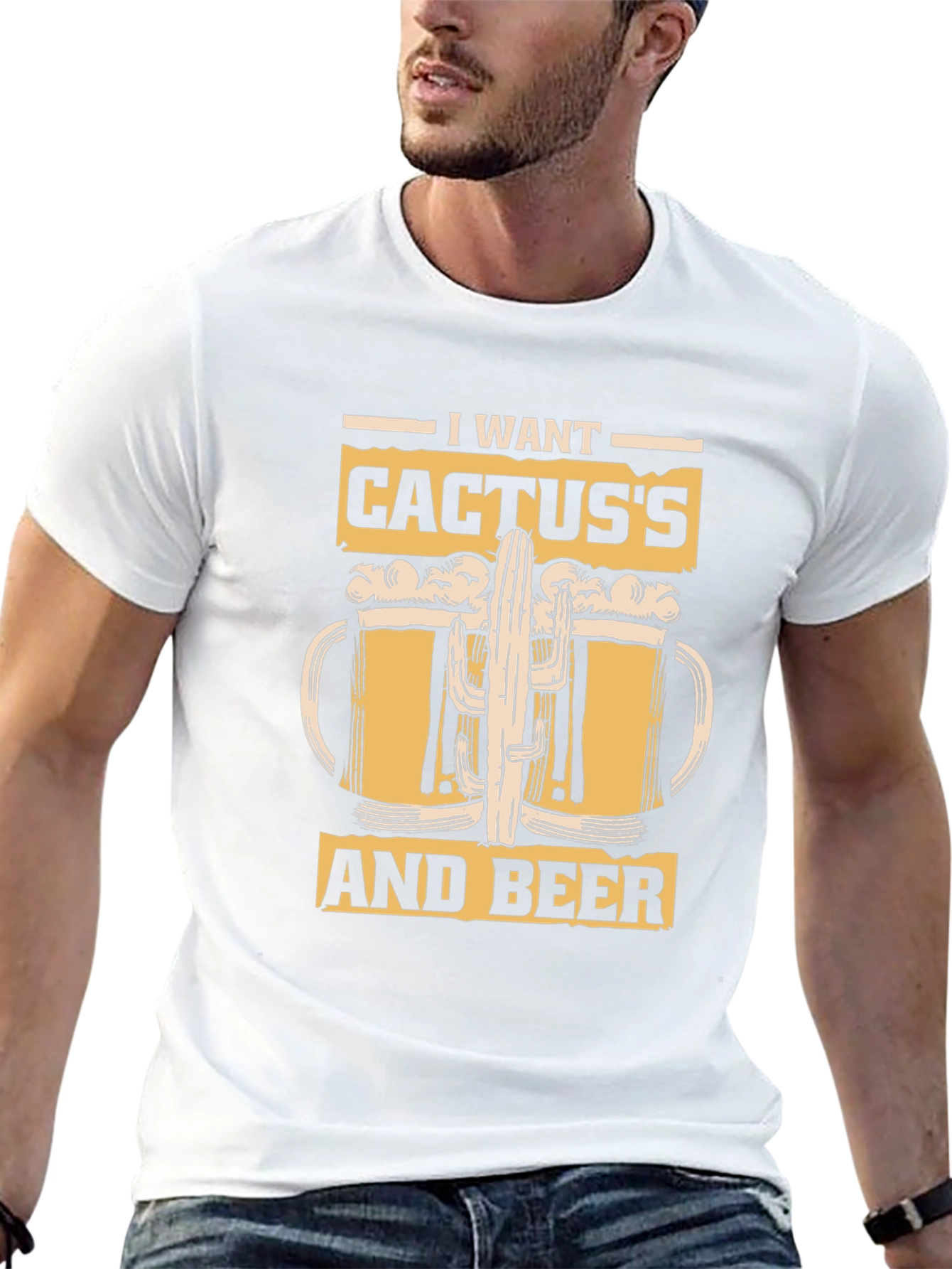 I Want Cactuss and Beer T-Shirt - Black