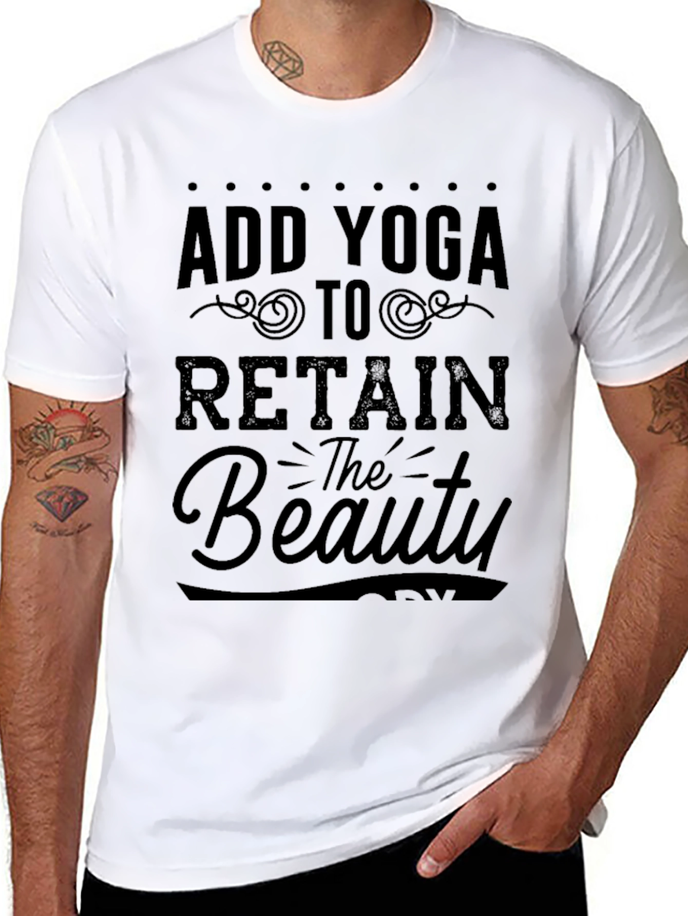 Add Yoga To Retain the Beauty Black Graphic T-Shirt