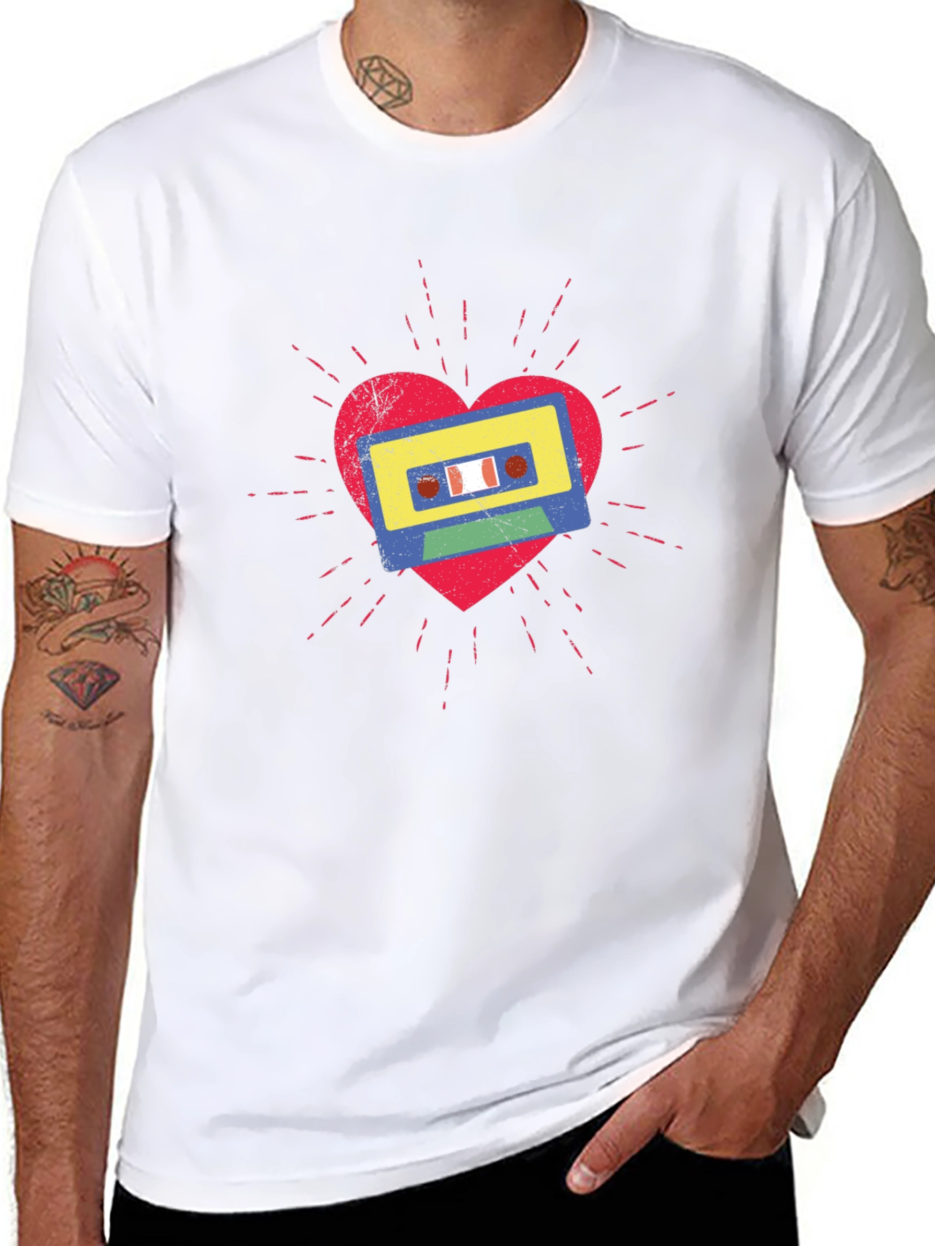 Retro Cassette Tape Heart Graphic Tee