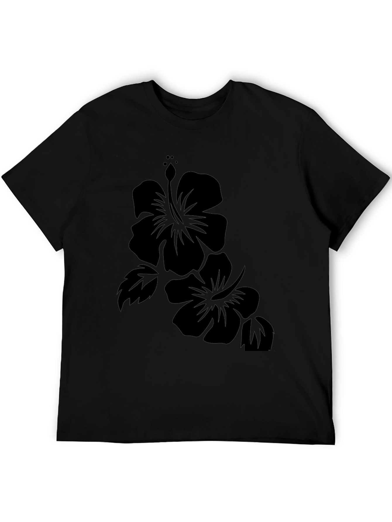 Hibiscus Flower Black T-Shirt