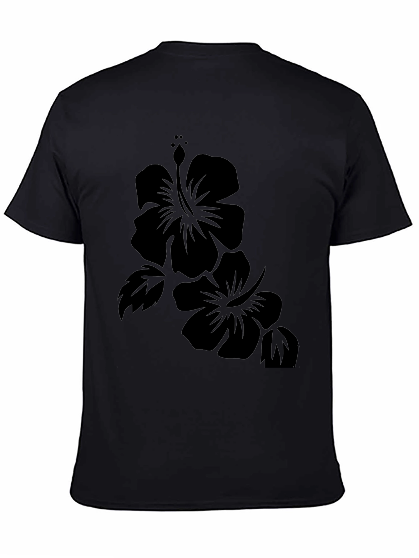 Hibiscus Flower Black T-Shirt