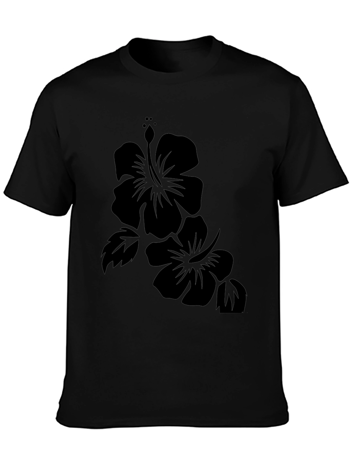 Hibiscus Flower Black T-Shirt