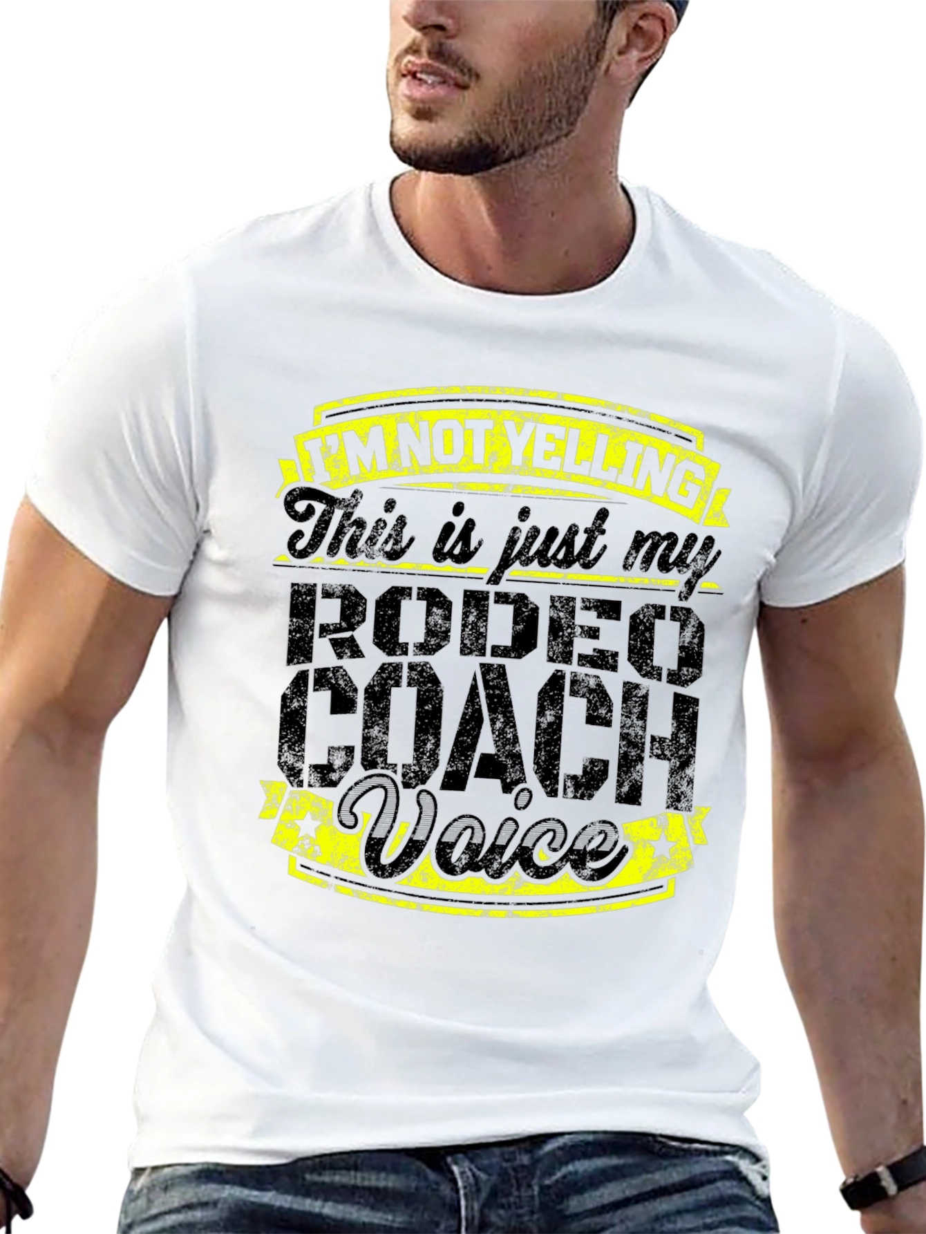 Rodeo Coach Voice Graphic Tee - Funny Black T-Shirt