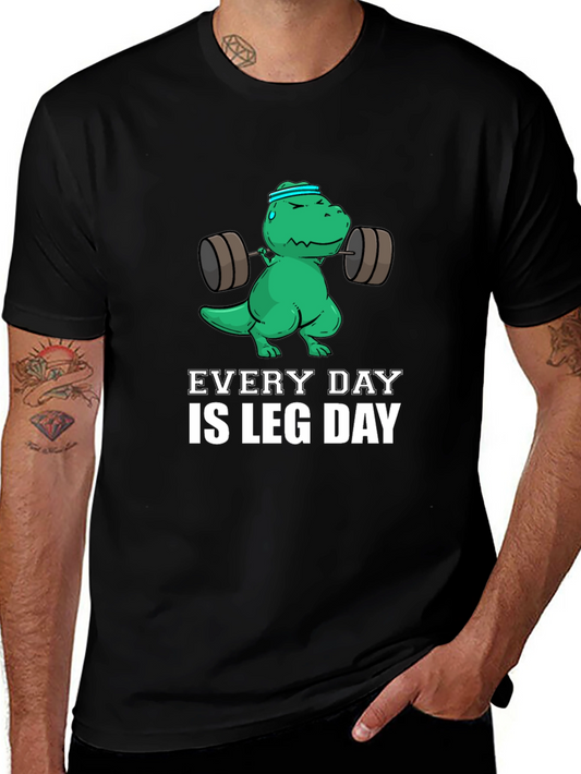 Every Day is Leg Day T-Shirt - Dinosaur Workout Tee