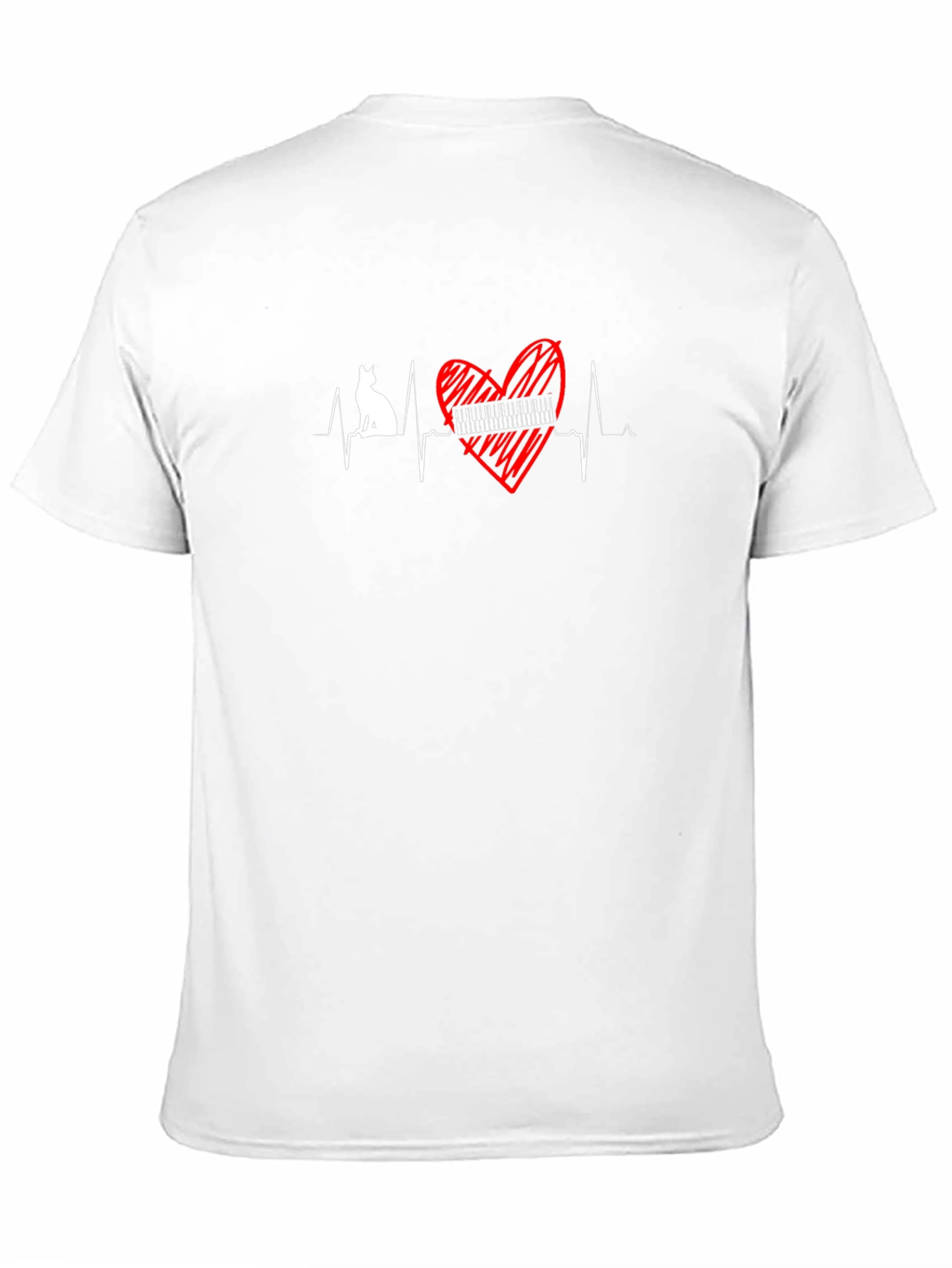 Cat Piano Heartbeat T-Shirt - Music Lover Tee