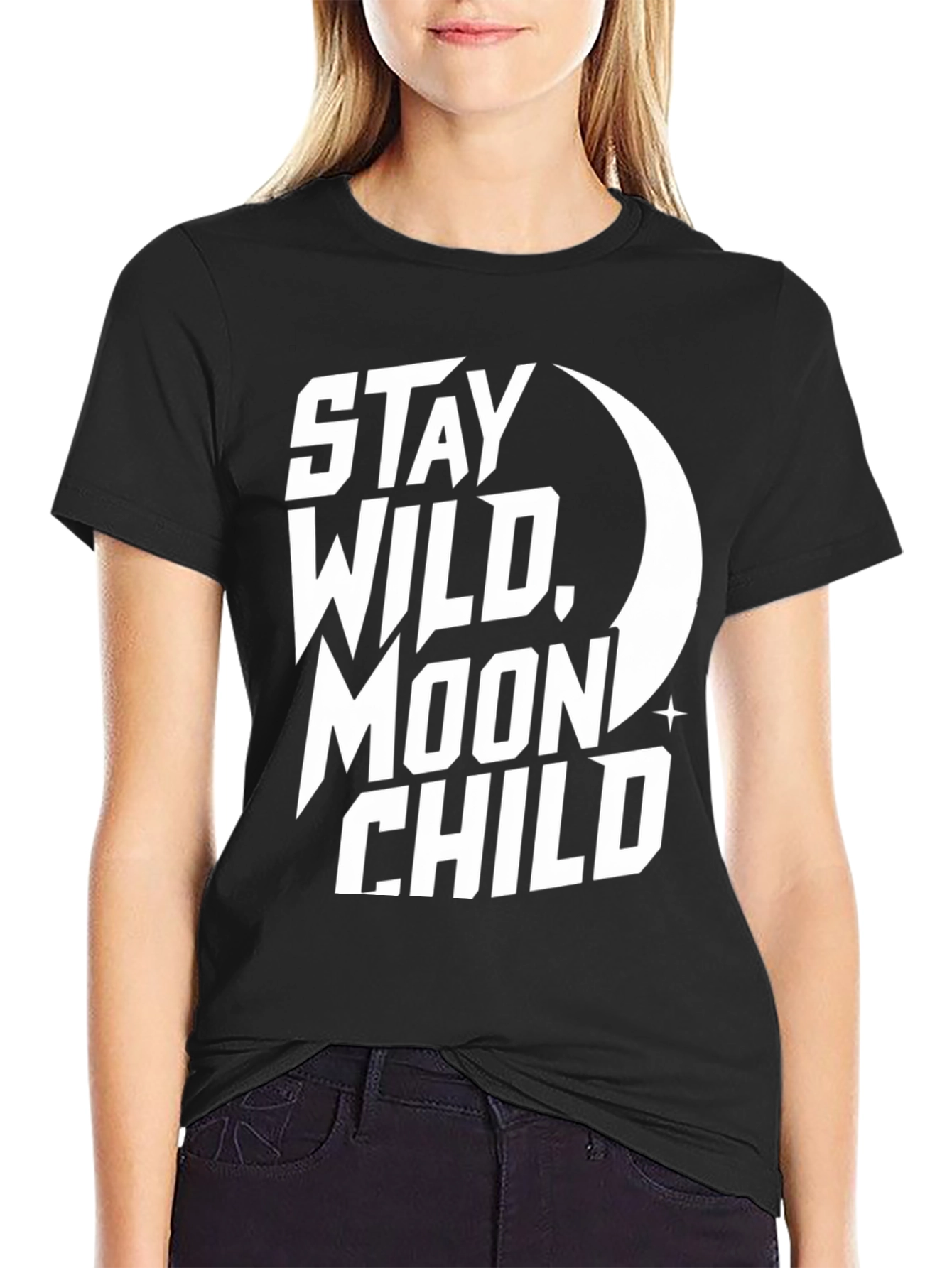 Stay Wild Moon Child Graphic Tee - Black