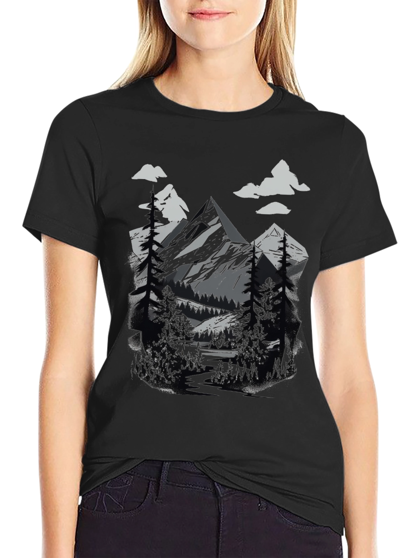 Mountain Scene Graphic Tee - Nature Lovers T-Shirt