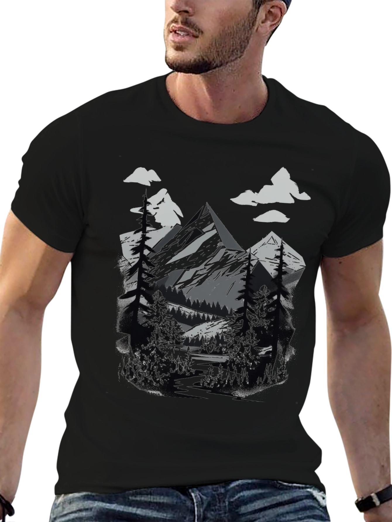 Mountain Scene Graphic Tee - Nature Lovers T-Shirt