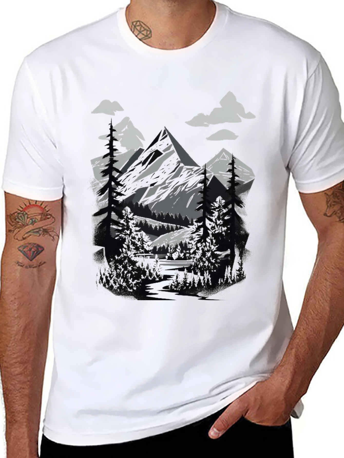 Mountain Scene Graphic Tee - Nature Lovers T-Shirt