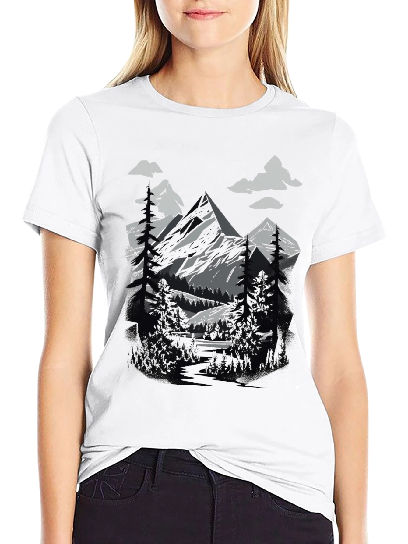 Mountain Scene Graphic Tee - Nature Lovers T-Shirt