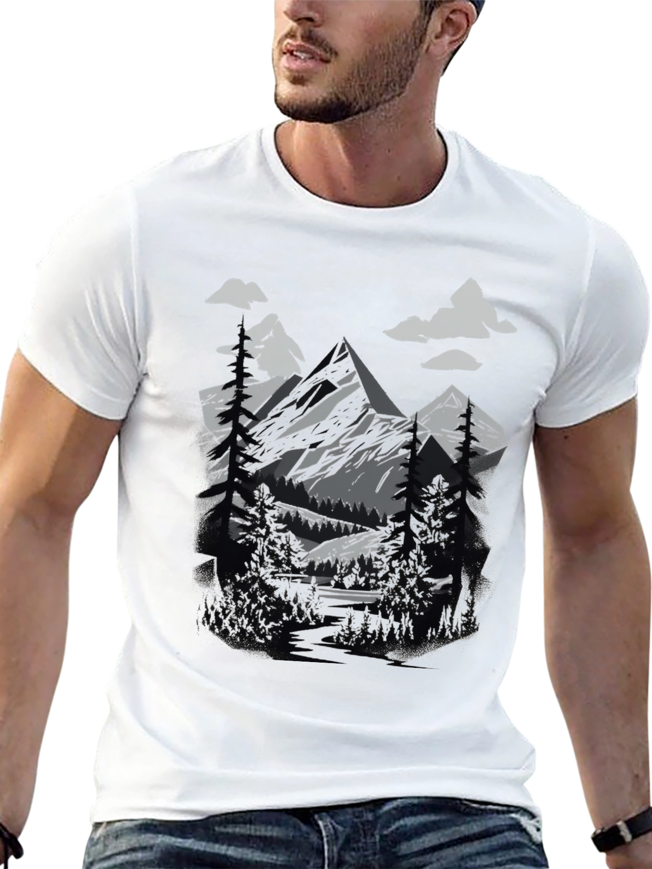 Mountain Scene Graphic Tee - Nature Lovers T-Shirt