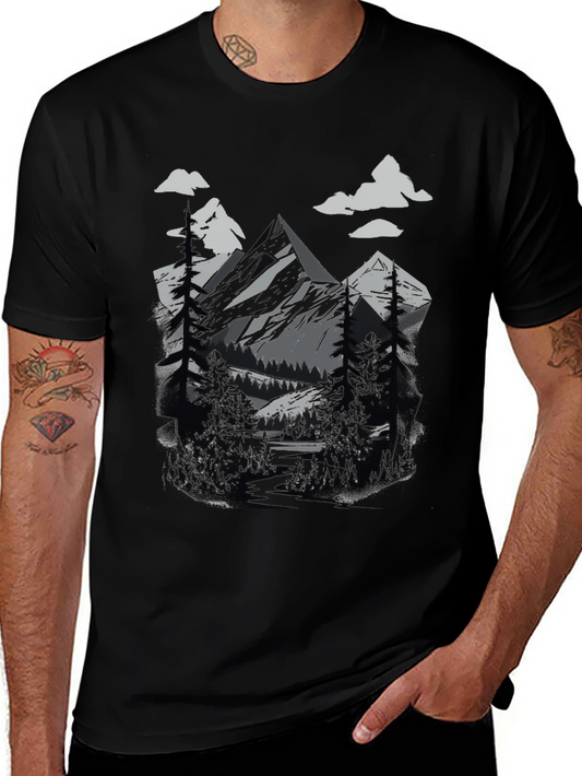 Mountain Scene Graphic Tee - Nature Lovers T-Shirt