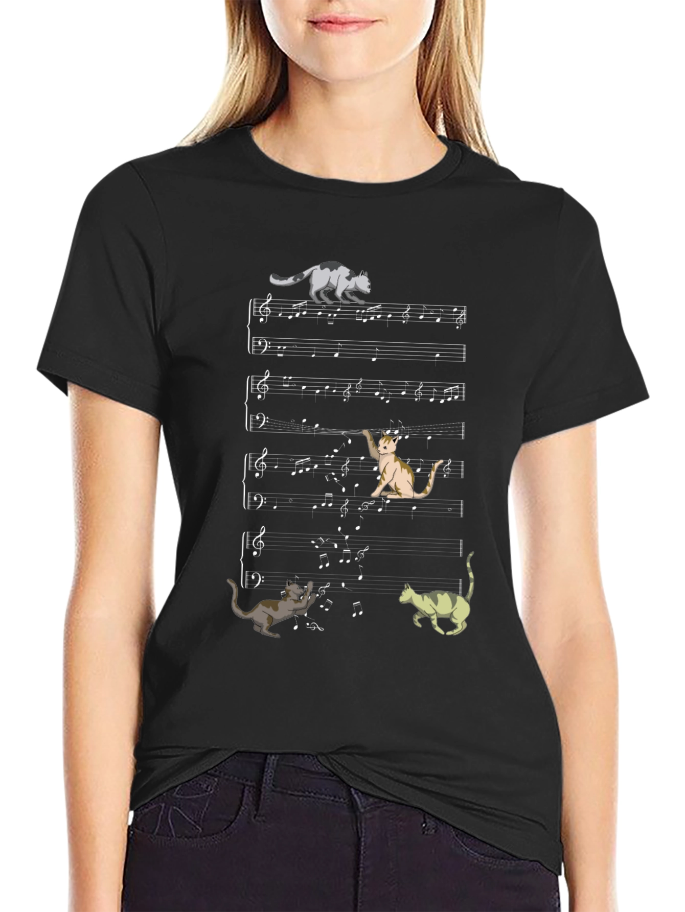 Cat Music Sheet T-Shirt