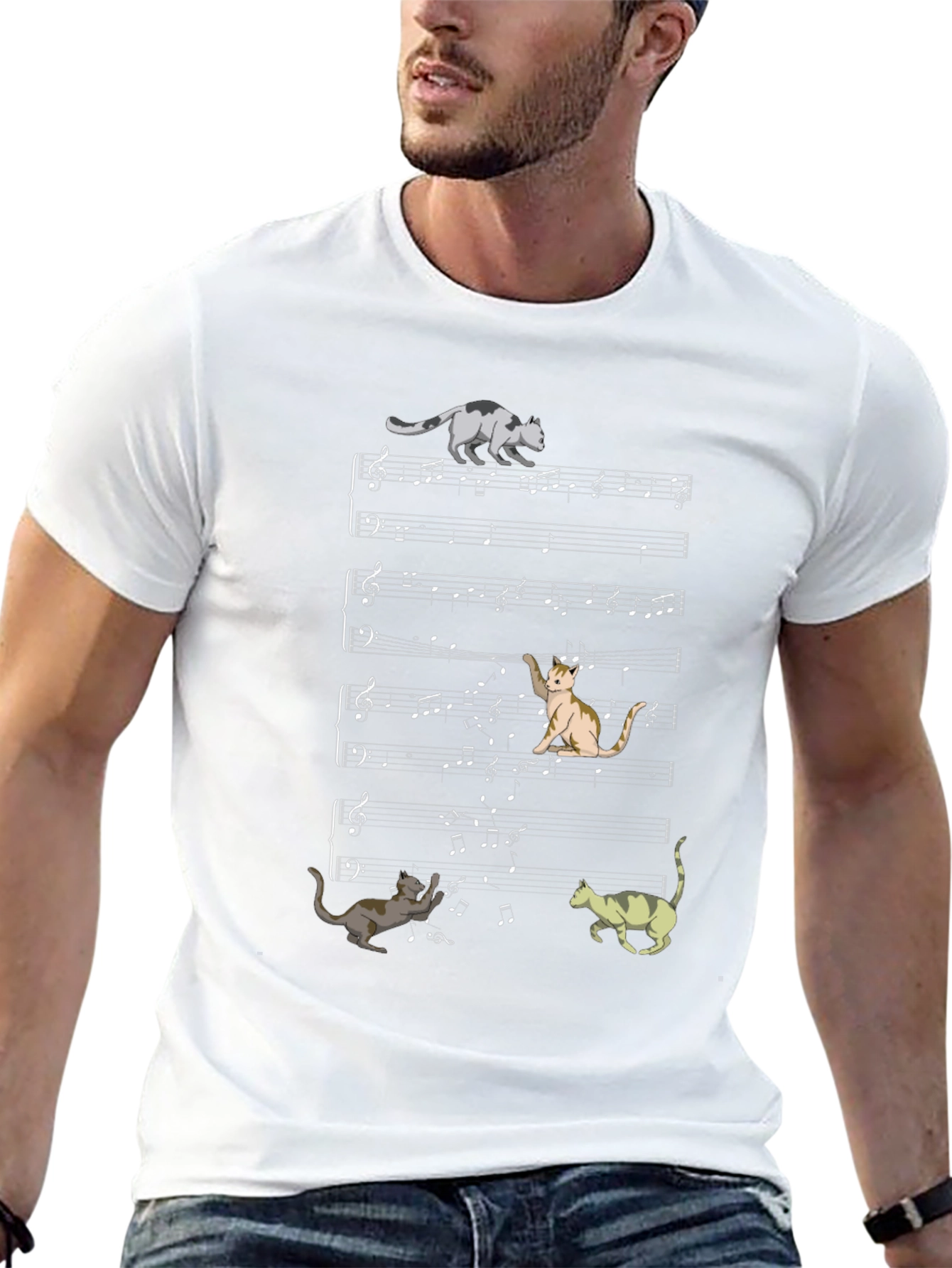 Cat Music Sheet T-Shirt