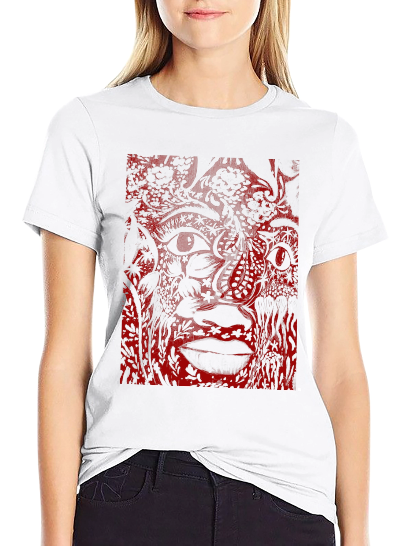 Abstract Face Graphic Black T-Shirt