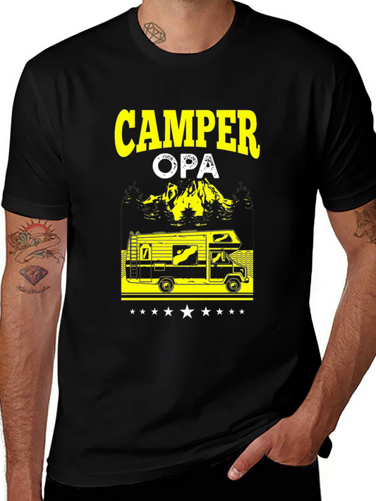 Camper Opa Black T-Shirt - RV Camping Grandfather Gift