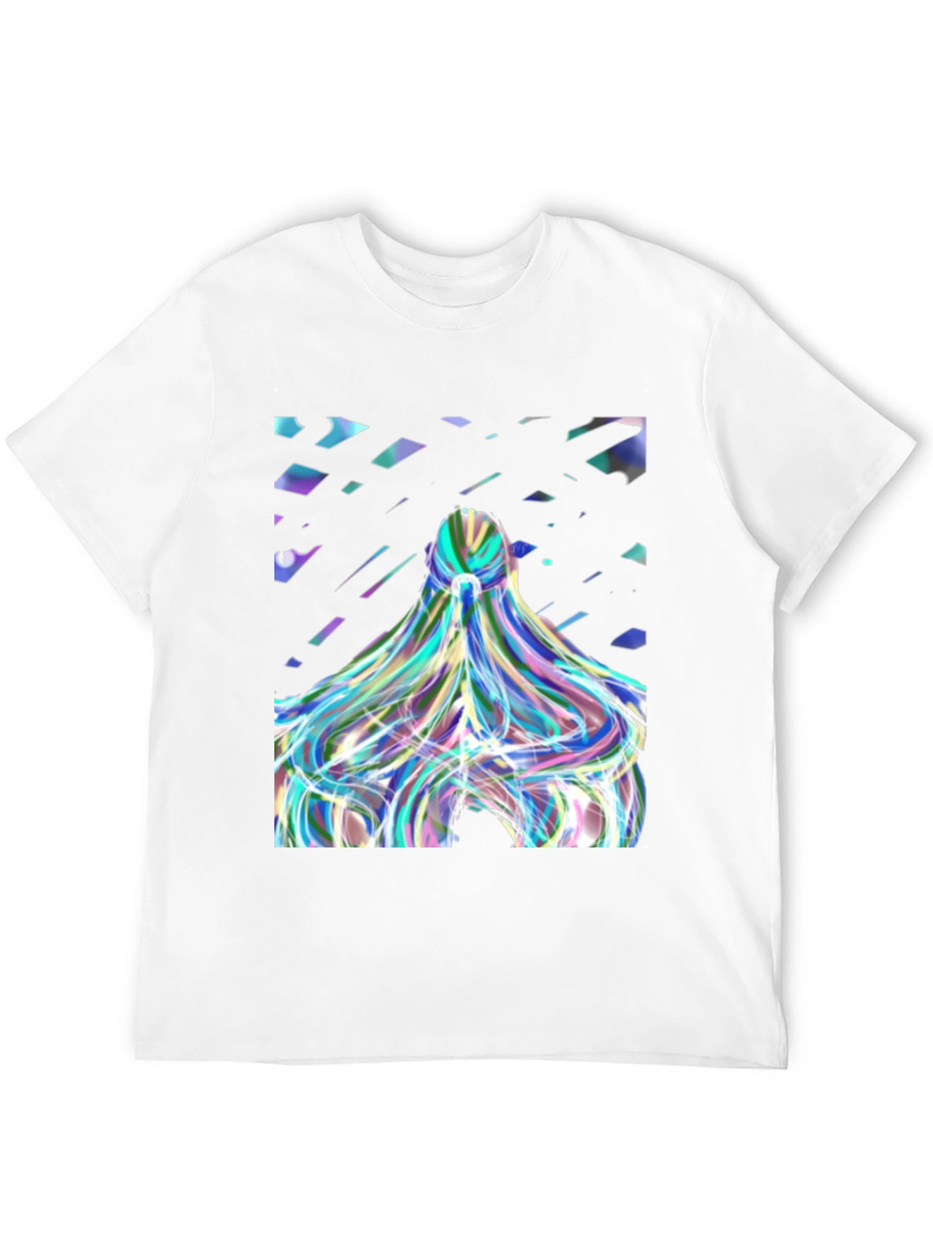 Abstract Prism Hair Graphic Black T-Shirt