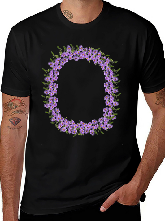 Floral O Wreath Black T-Shirt